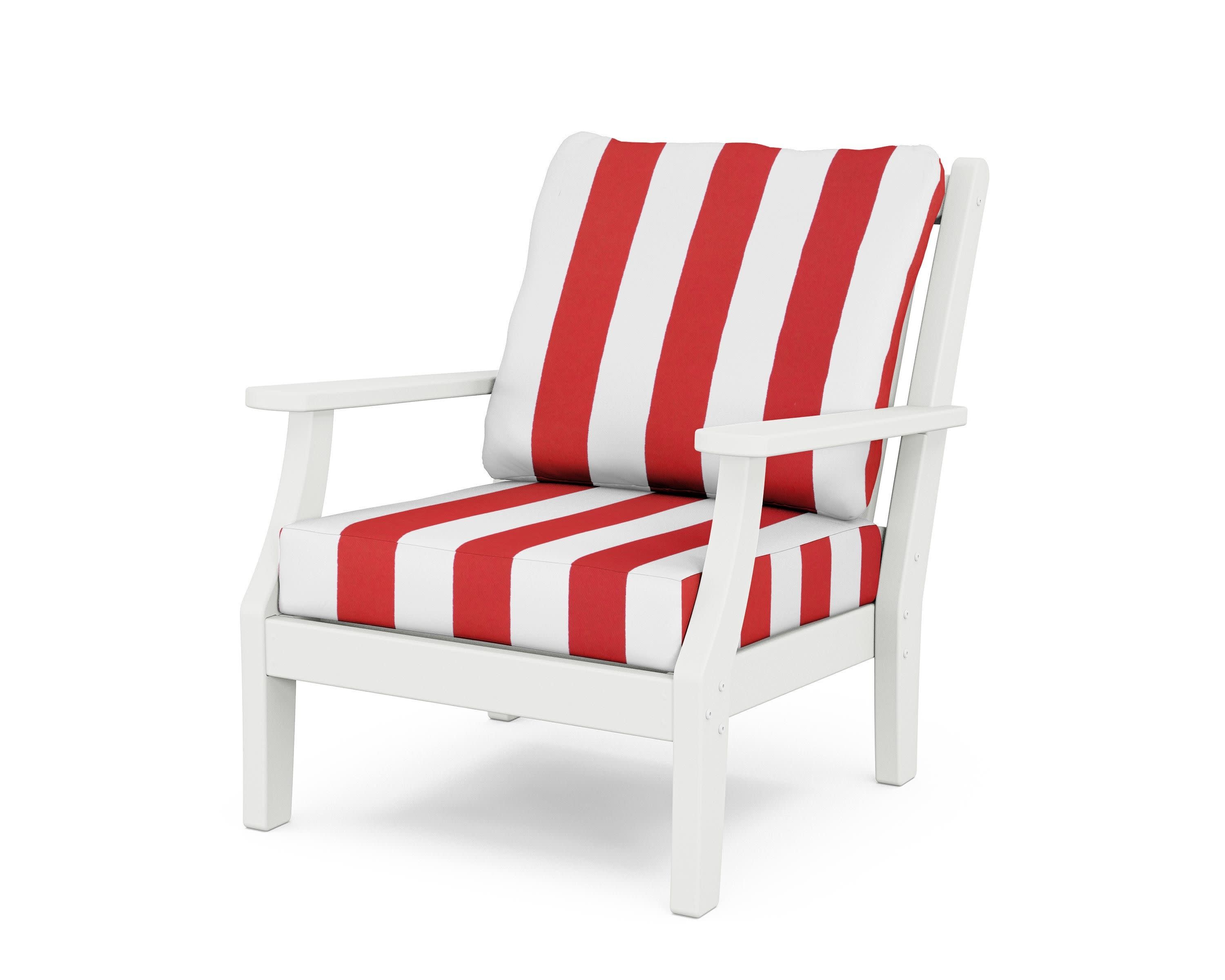 Wovendale Deep Seating Chair in White / Cabana Stripe Crimson
