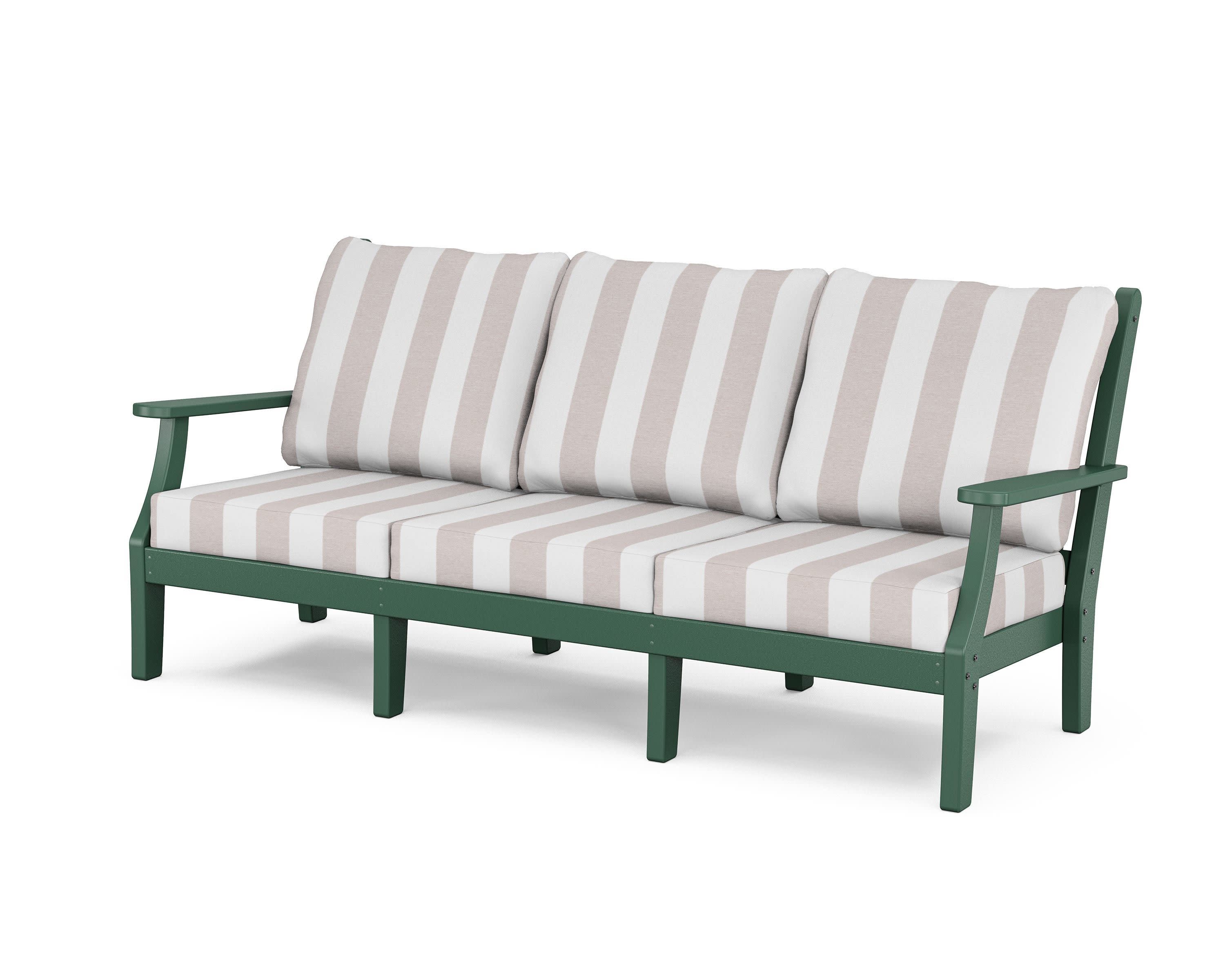 Wovendale Deep Seating Sofa in Green / Cabana Stripe Dune Burlap