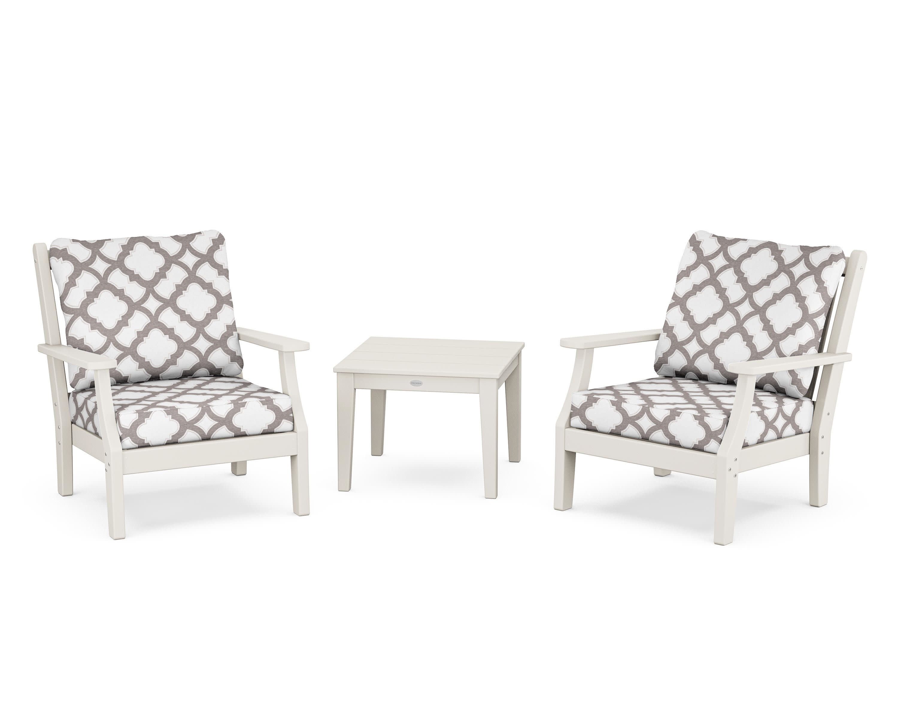 Wovendale 3-Piece Deep Seating Set in Sand / Trellis Grey Mist