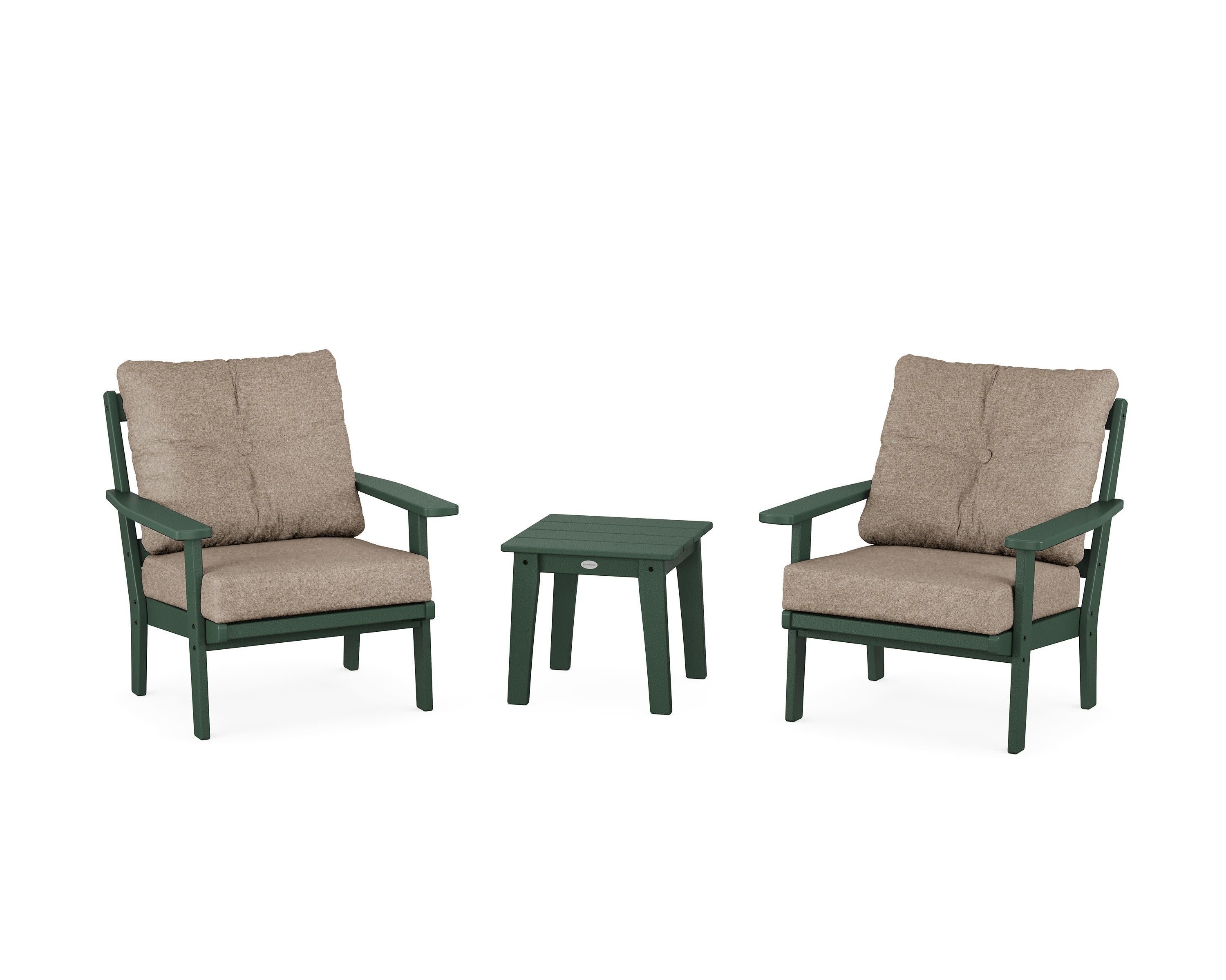 Prairie 3-Piece Deep Seating Set in Green / Spiced Burlap