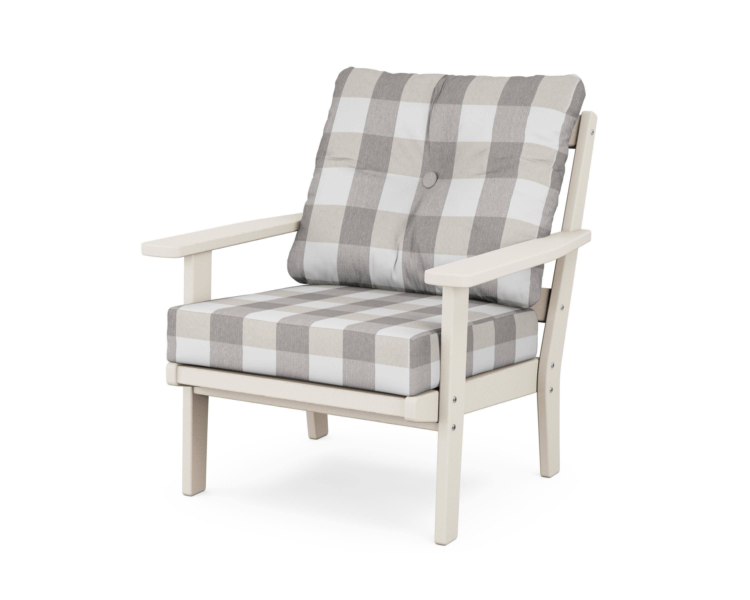 Prairie Deep Seating Chair in Sand / Buffalo Plaid Grey Mist