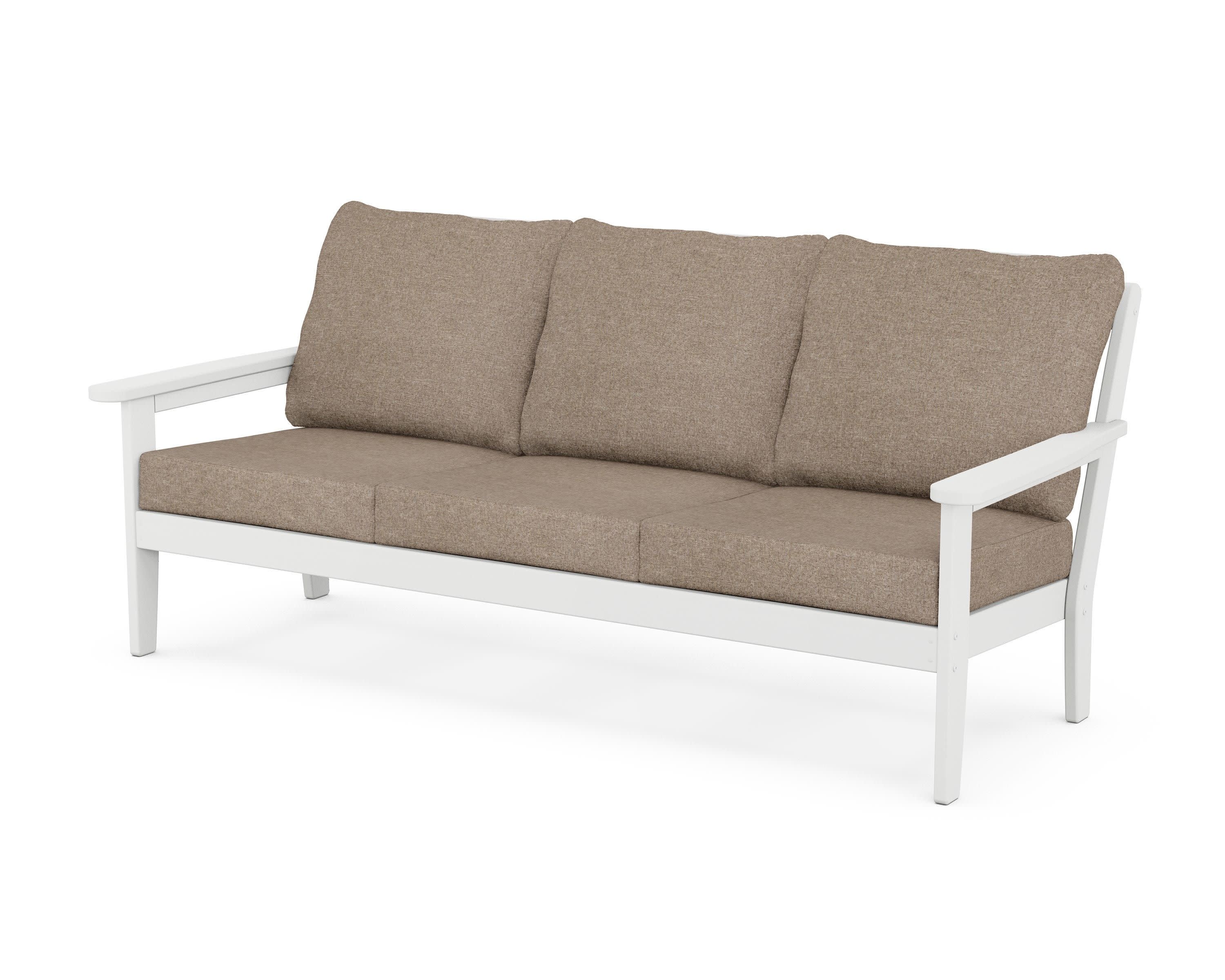 Cottage Deep Seating Sofa in White / Spiced Burlap