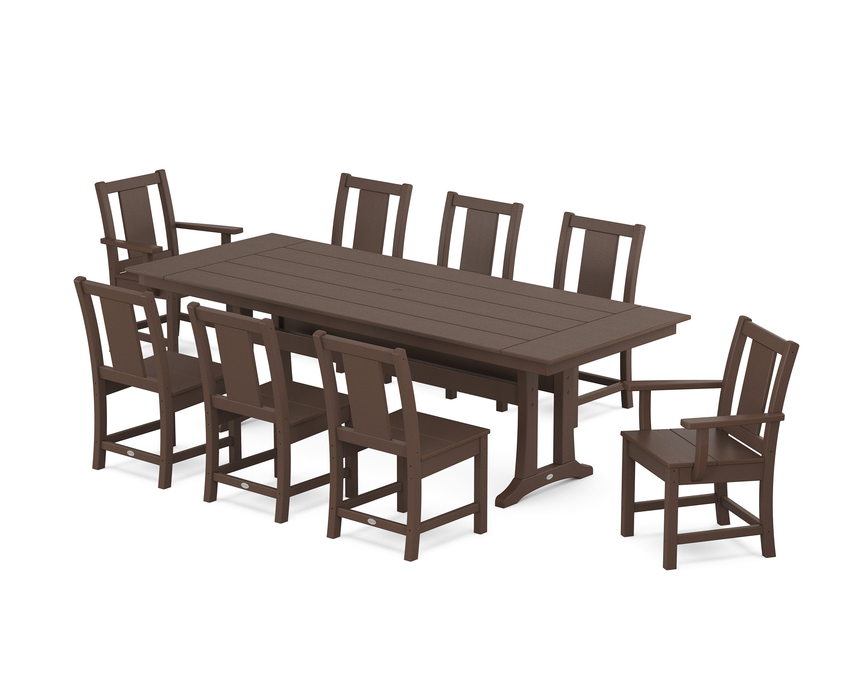 Prairie 9-Piece Farmhouse Dining Set with Trestle Legs in Mahogany