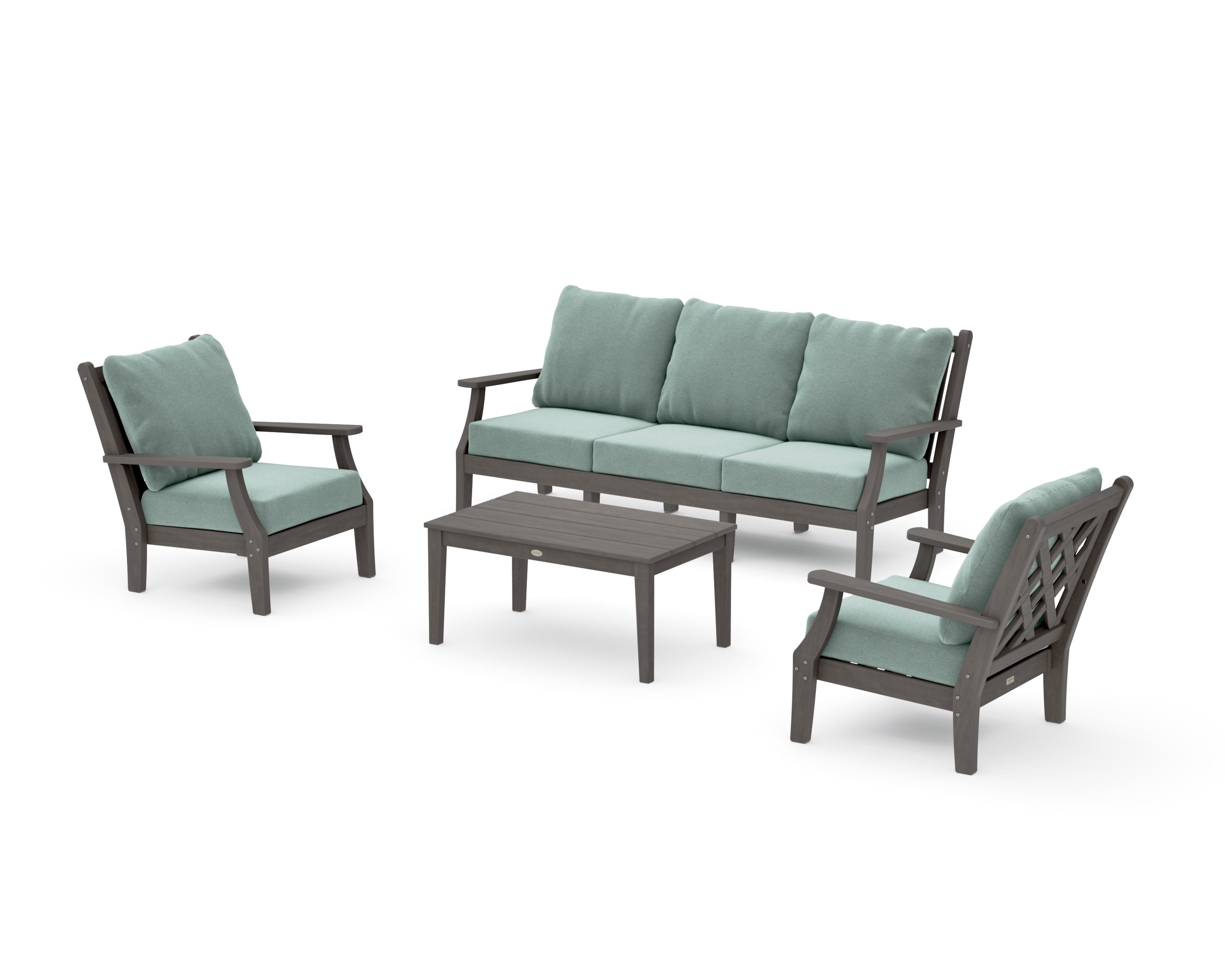 Wovendale 4-Piece Deep Seating Set with Sofa in Driftwood / Glacier Spa
