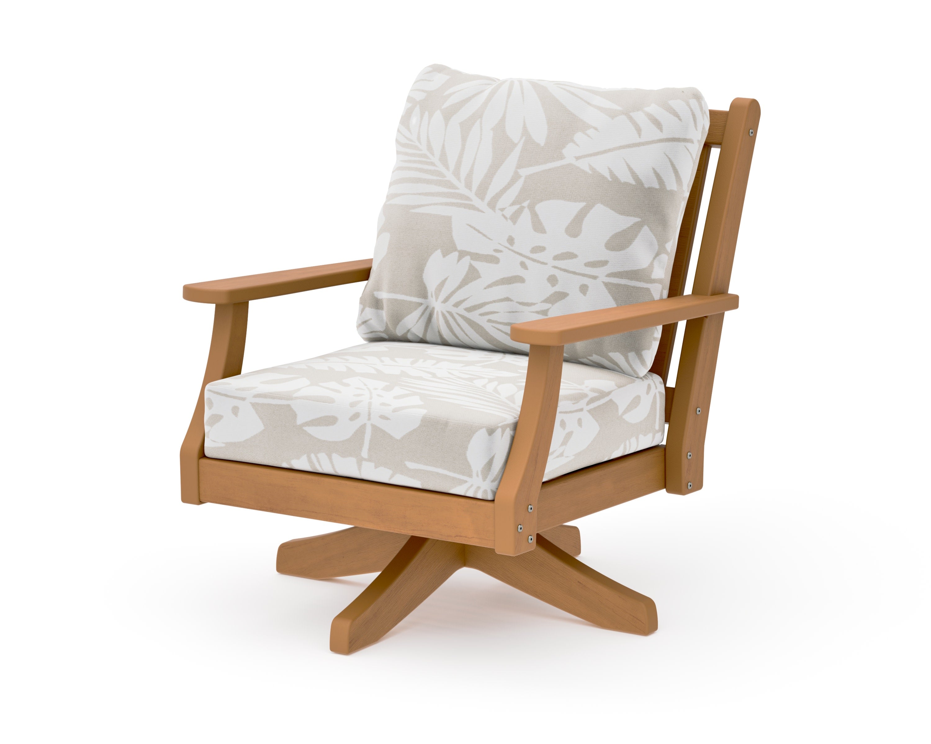 Wovendale Deep Seating Swivel Chair in Natural / Leaf Dune Burlap