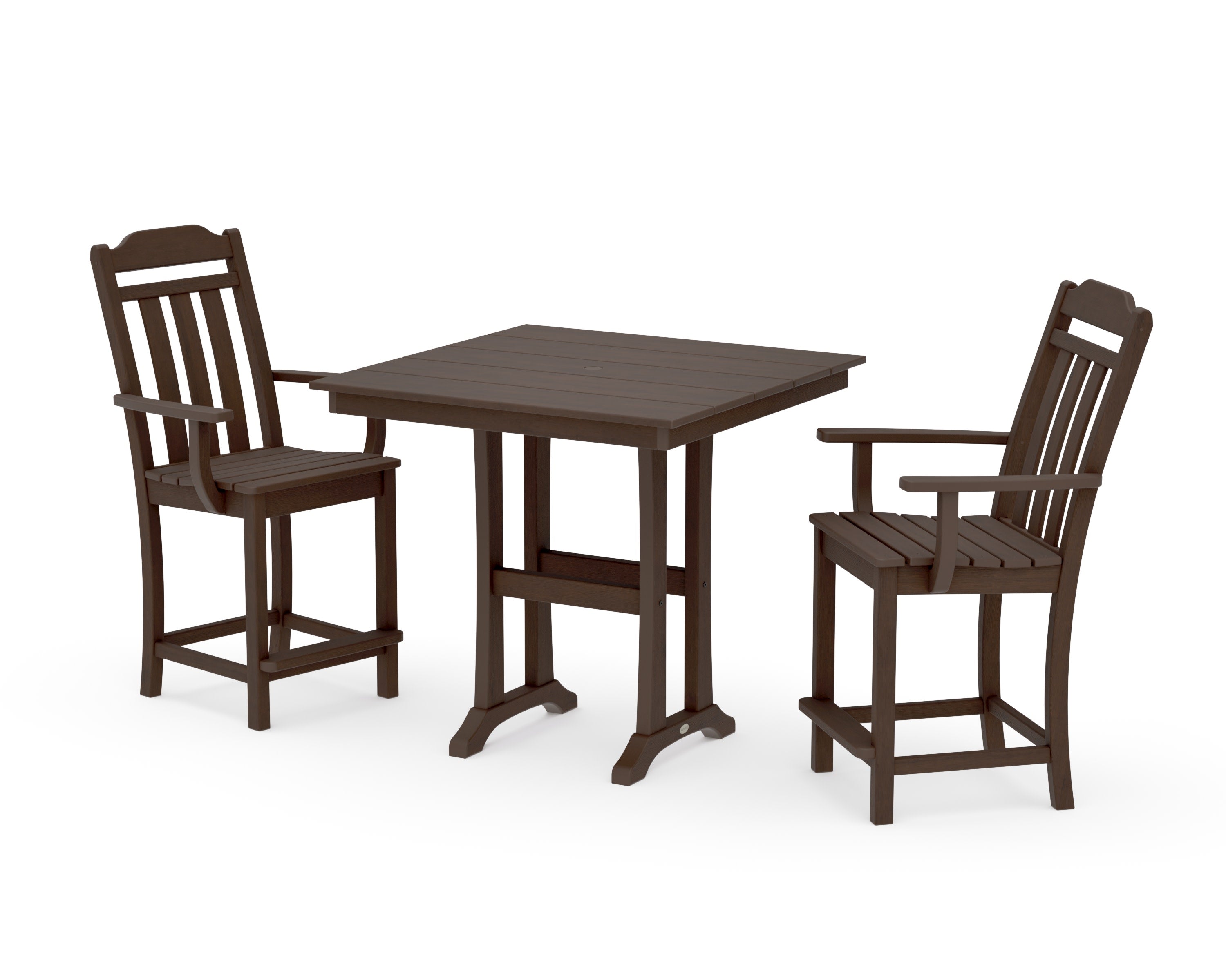 Cottage 3-Piece Farmhouse Counter Set with Trestle Legs in Kona
