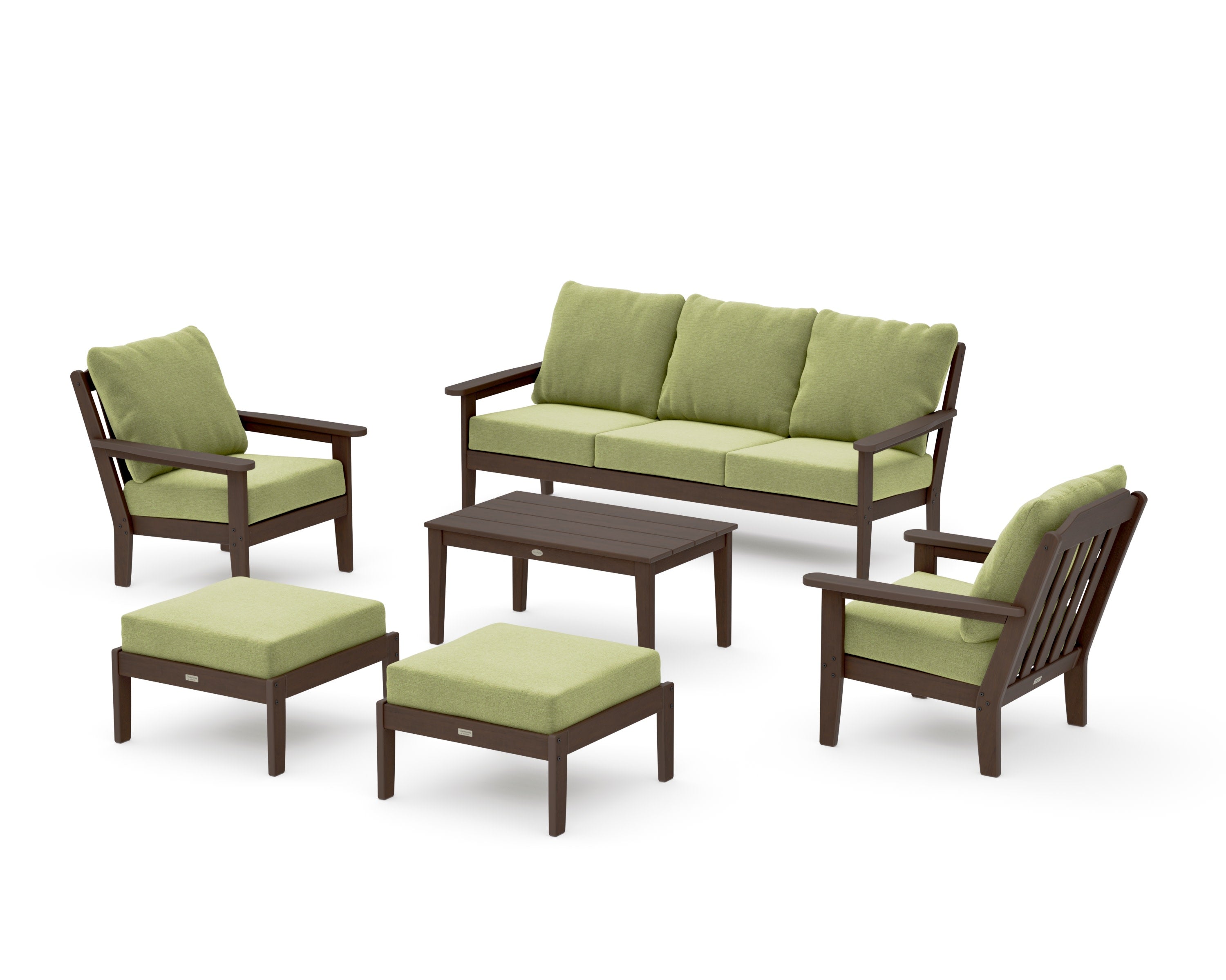 Cottage 6-Piece Lounge Sofa Set in Kona / Chartreuse Boucle