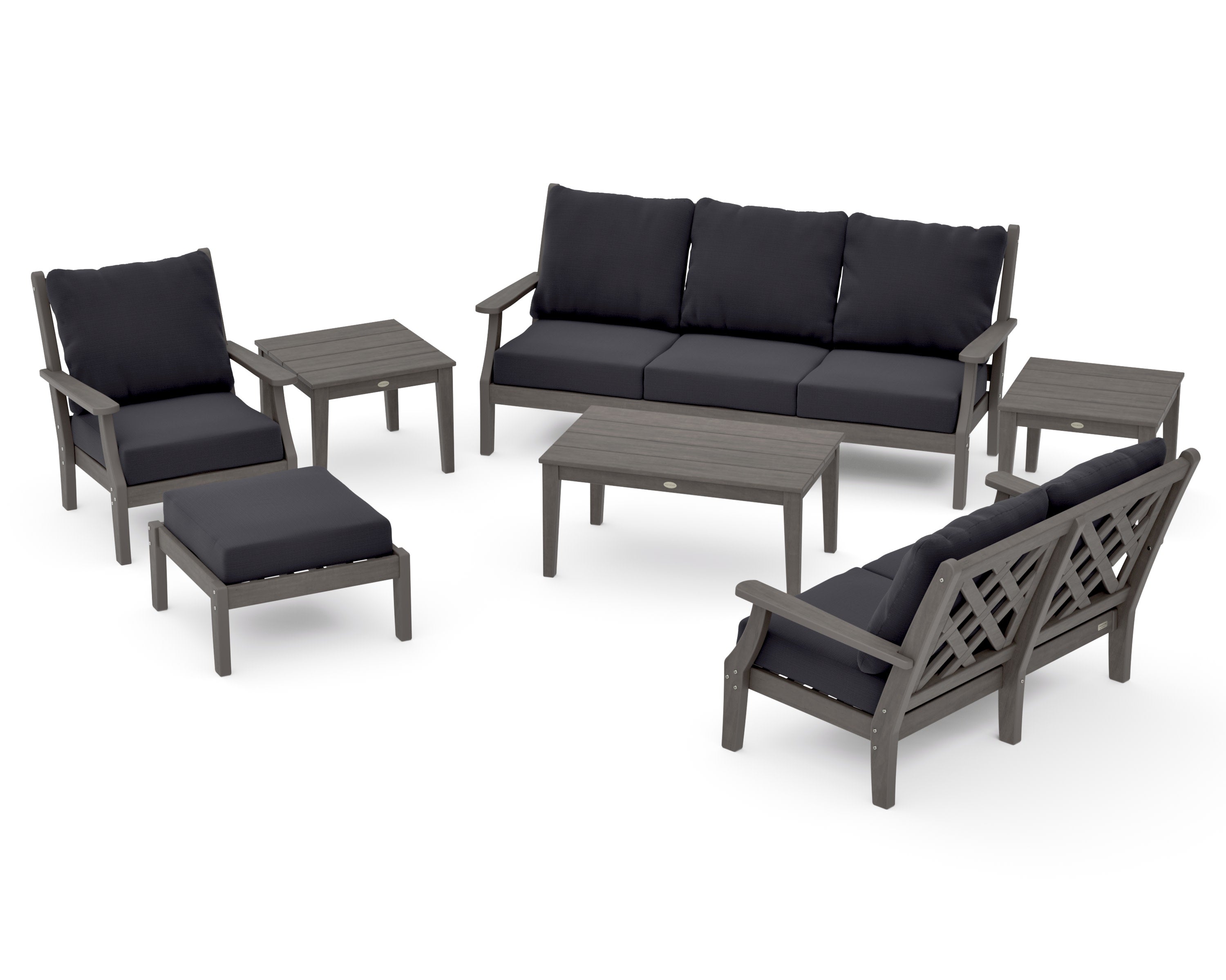Wovendale 7-Piece Deep Seating Set in Driftwood / Midnight Linen