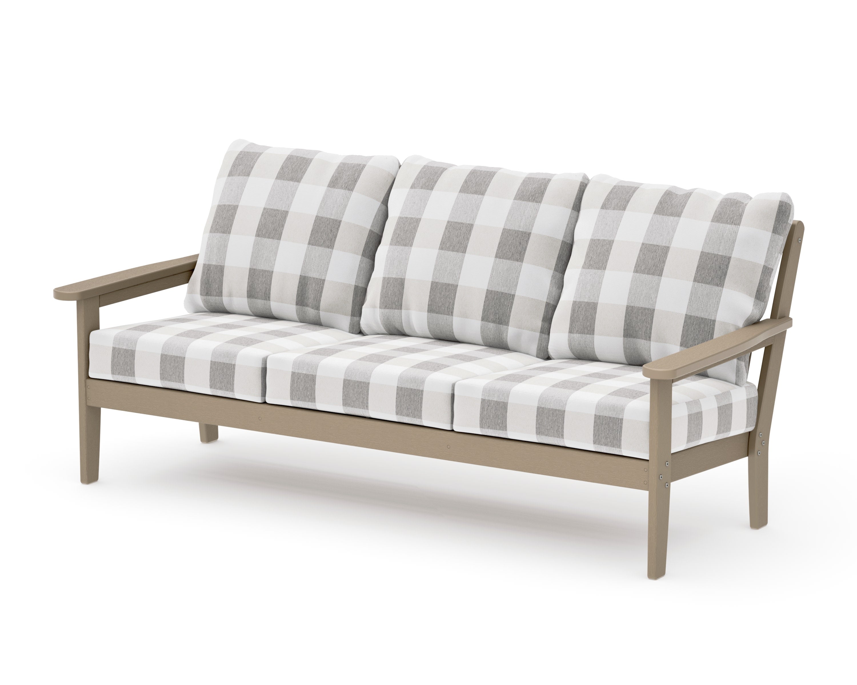 Cottage Deep Seating Sofa in Vintage Sahara / Buffalo Plaid Grey Mist