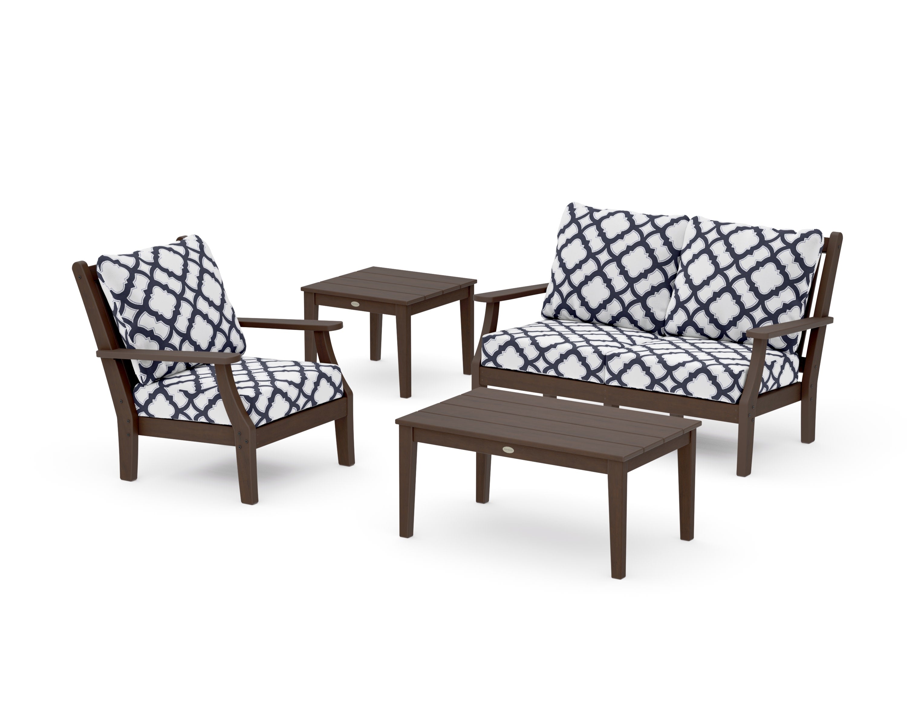 Wovendale 4-Piece Deep Seating Set in Kona / Trellis Navy