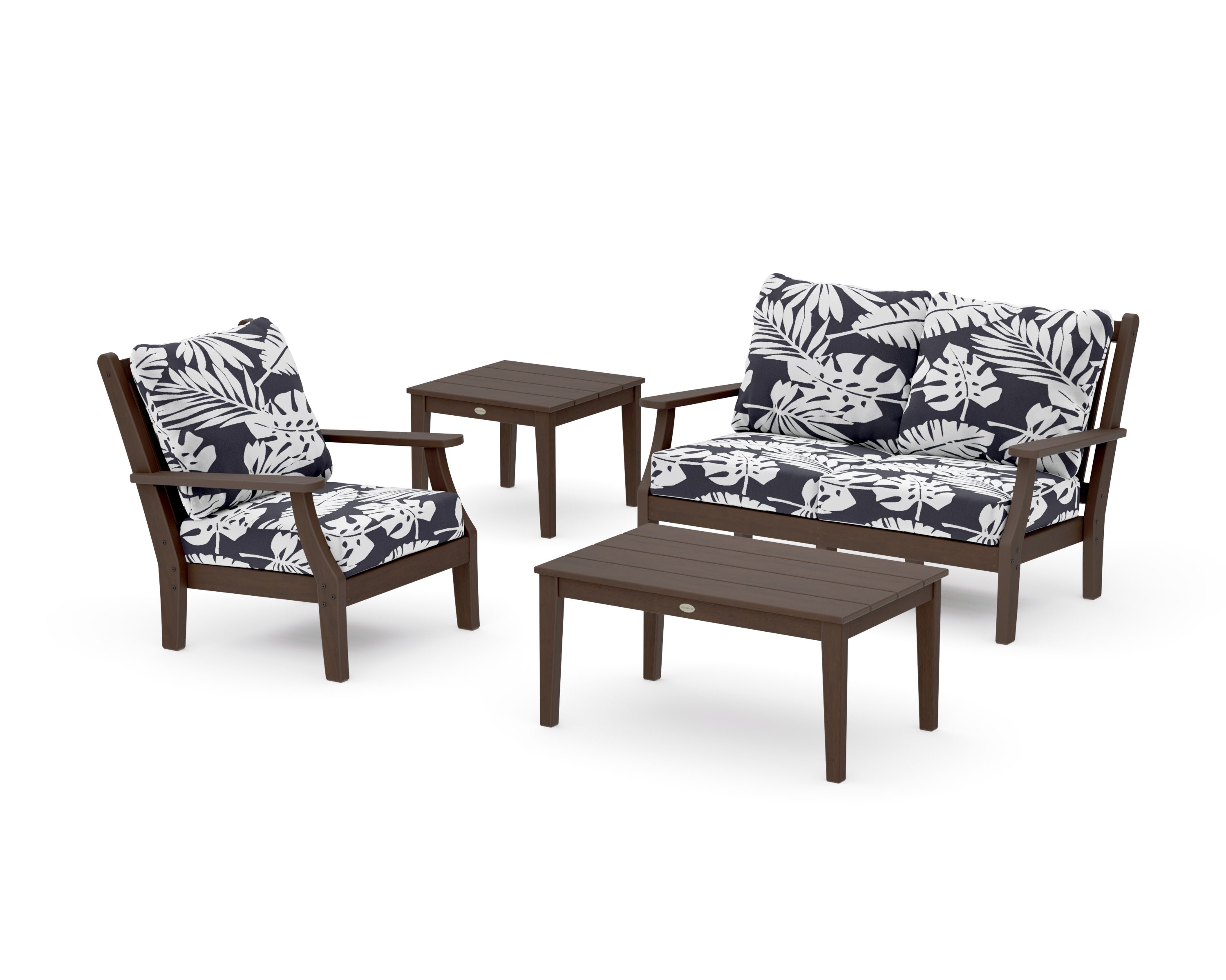 Wovendale 4-Piece Deep Seating Set in Kona / Leaf Navy