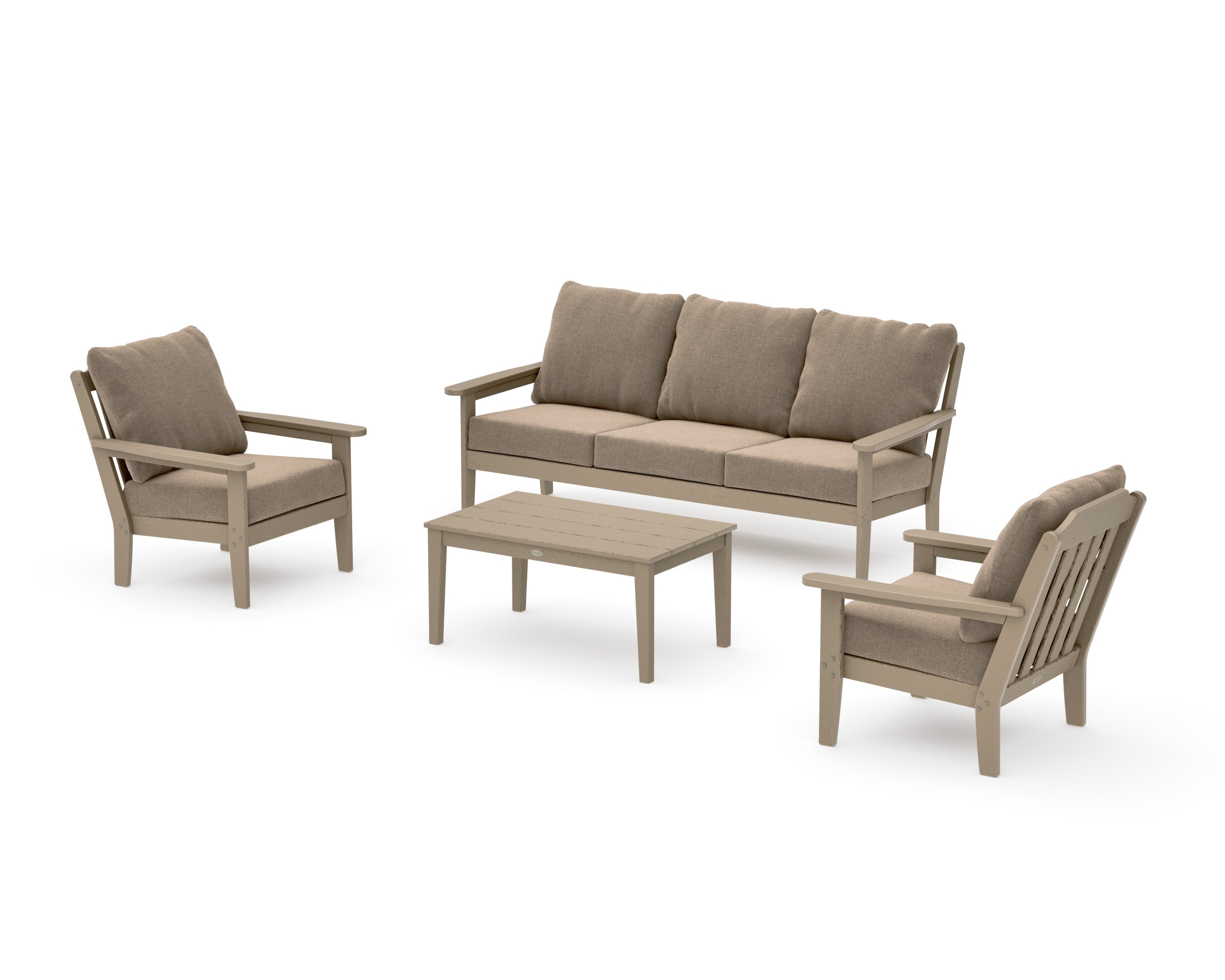 Cottage 4-Piece Deep Seating Set with Sofa in Vintage Sahara / Spiced Burlap