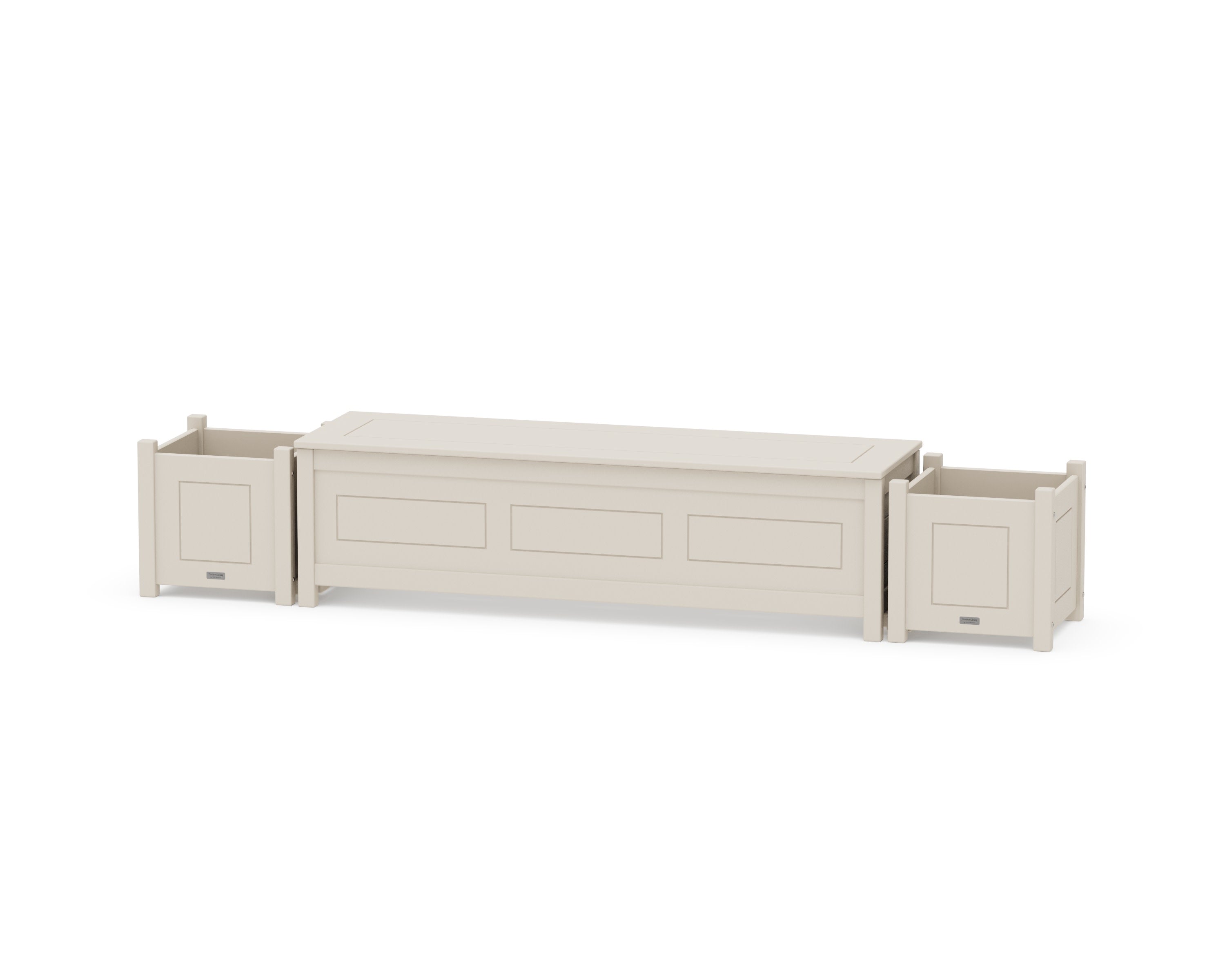 60" Country Living Straight Planter Storage Bench Set in Sand