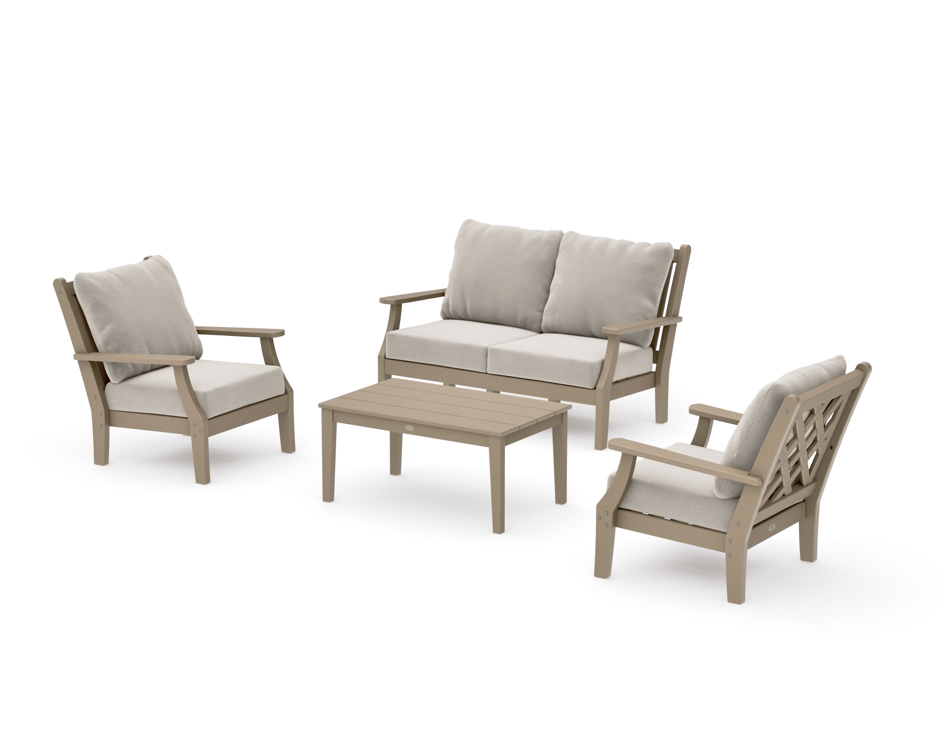 Wovendale 4-Piece Deep Seating Set with Loveseat in Vintage Sahara / Dune Burlap