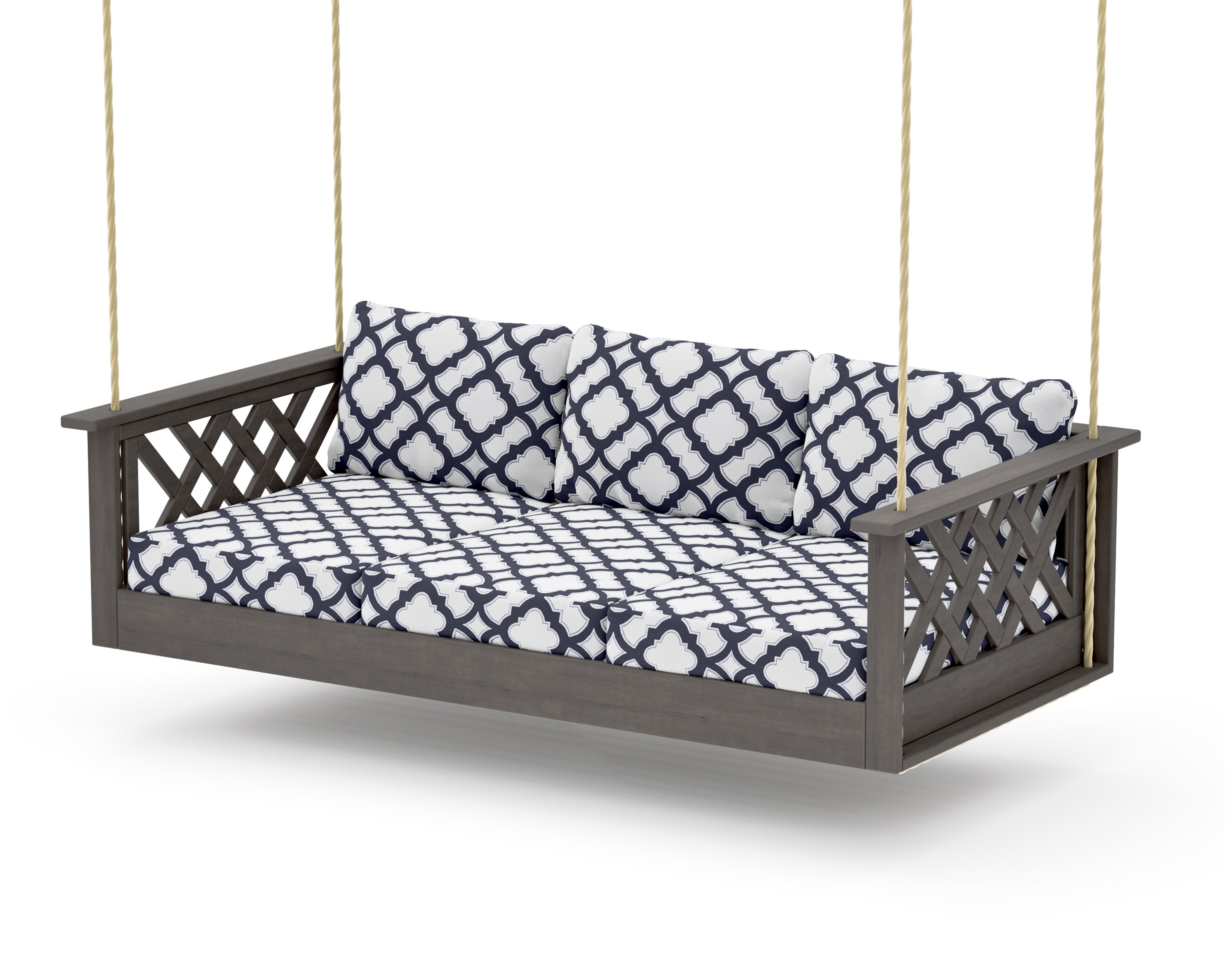 Wovendale Daybed Swing in Driftwood / Trellis Navy