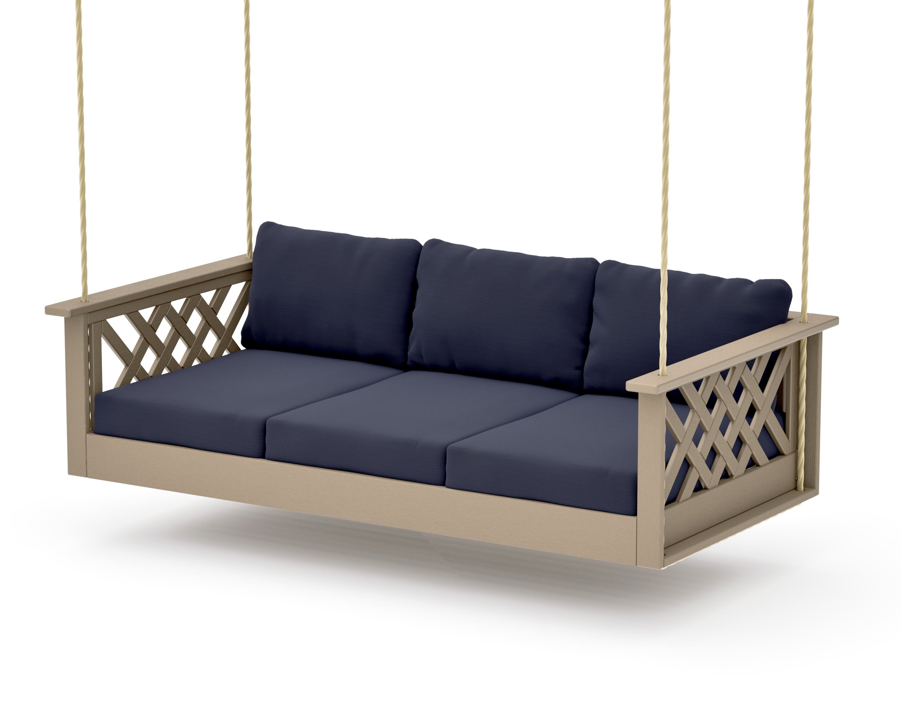 Wovendale Daybed Swing in Vintage Sahara / Navy Linen