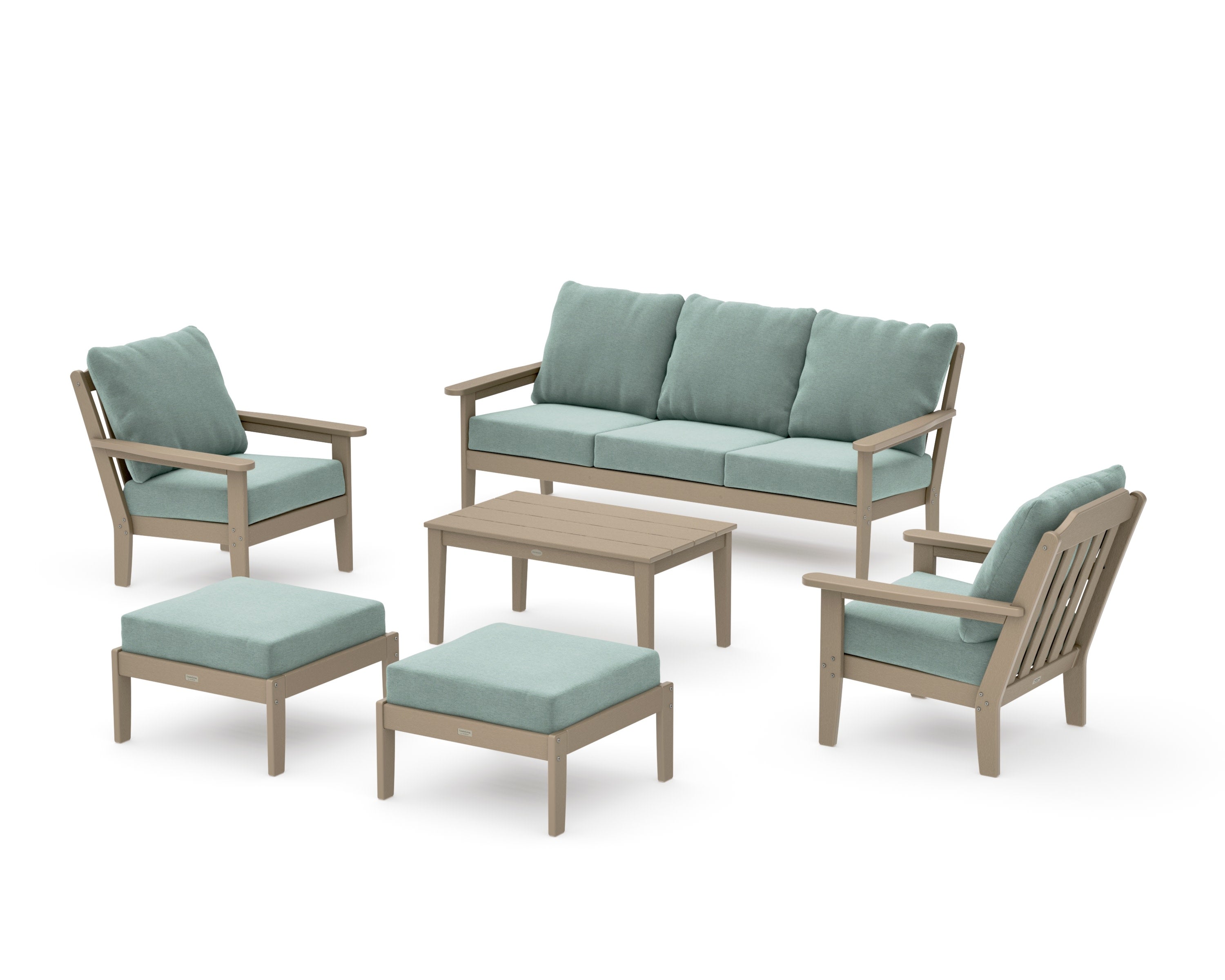 Cottage 6-Piece Lounge Sofa Set in Vintage Sahara / Glacier Spa