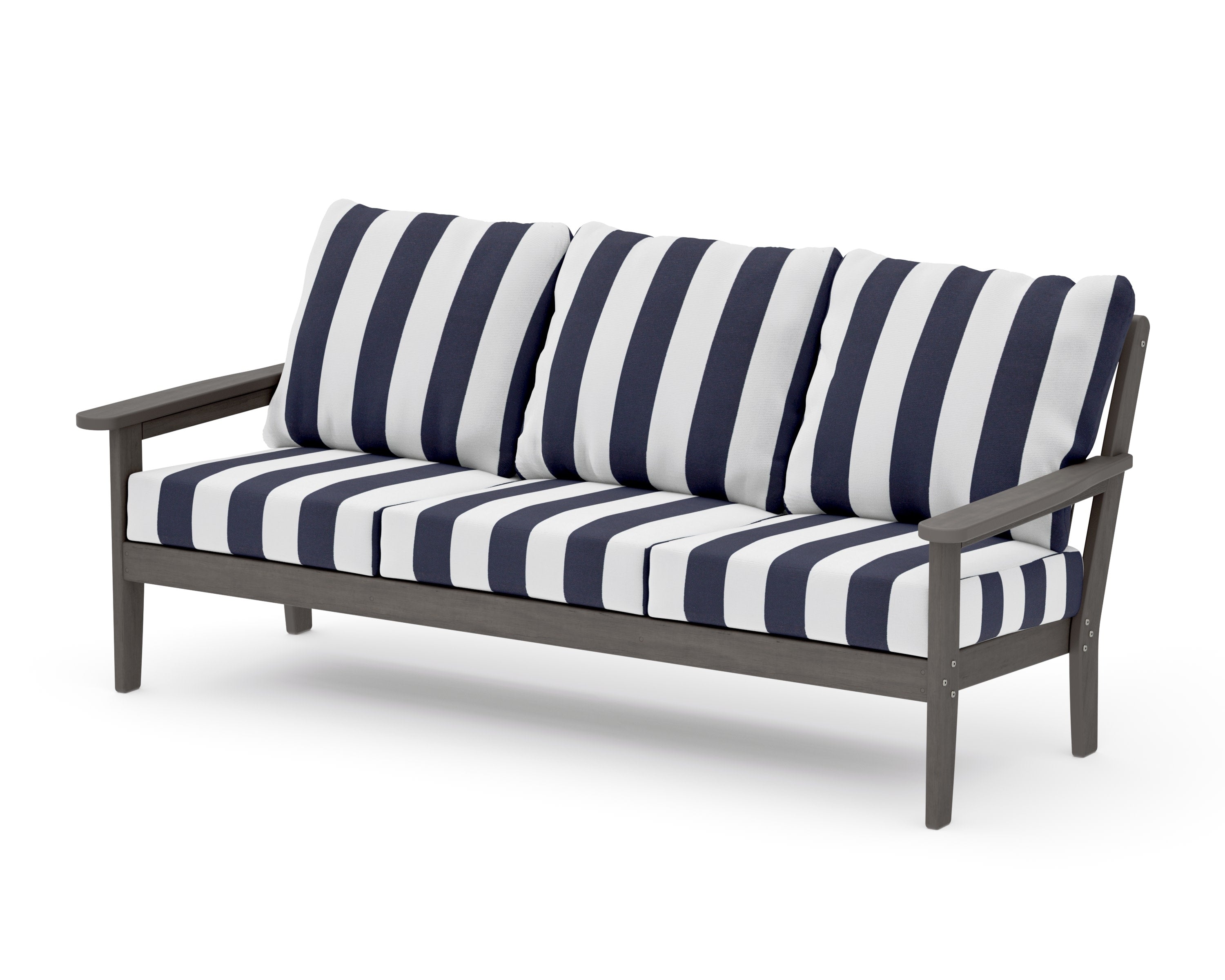 Cottage Deep Seating Sofa in Driftwood / Cabana Stripe Navy