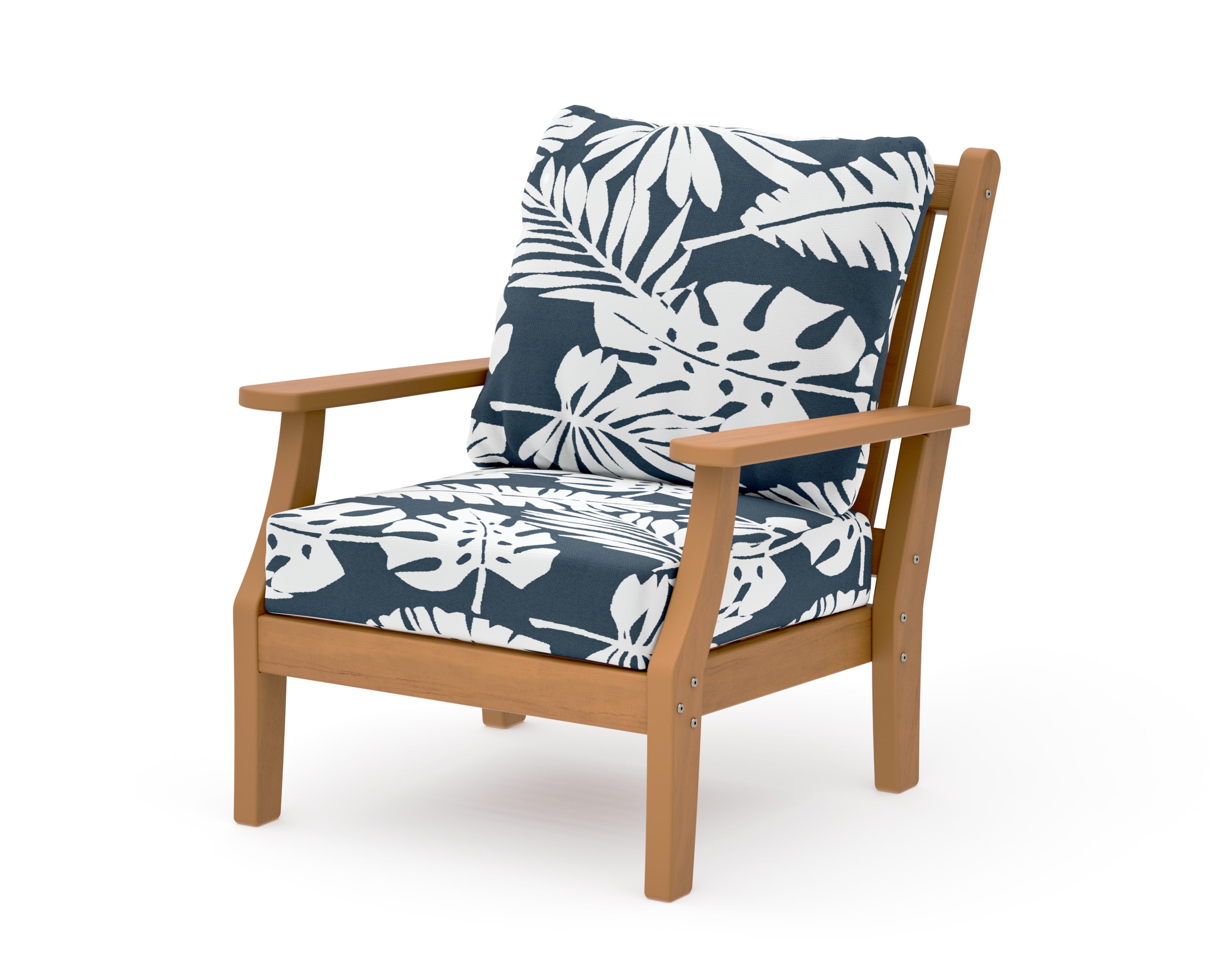 Wovendale Deep Seating Chair in Natural / Leaf Marine Indigo
