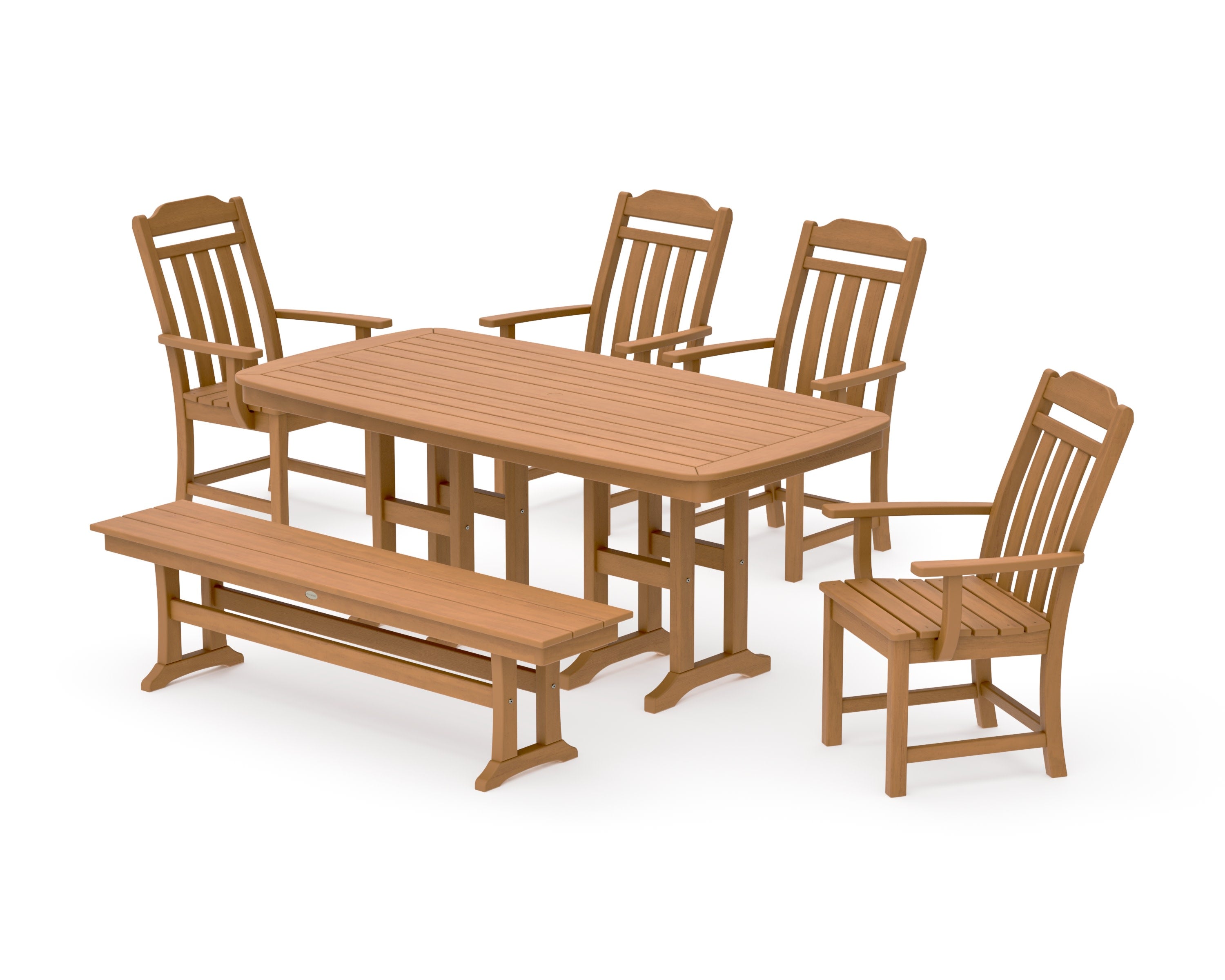Cottage 6-Piece Dining Set with Bench in Natural