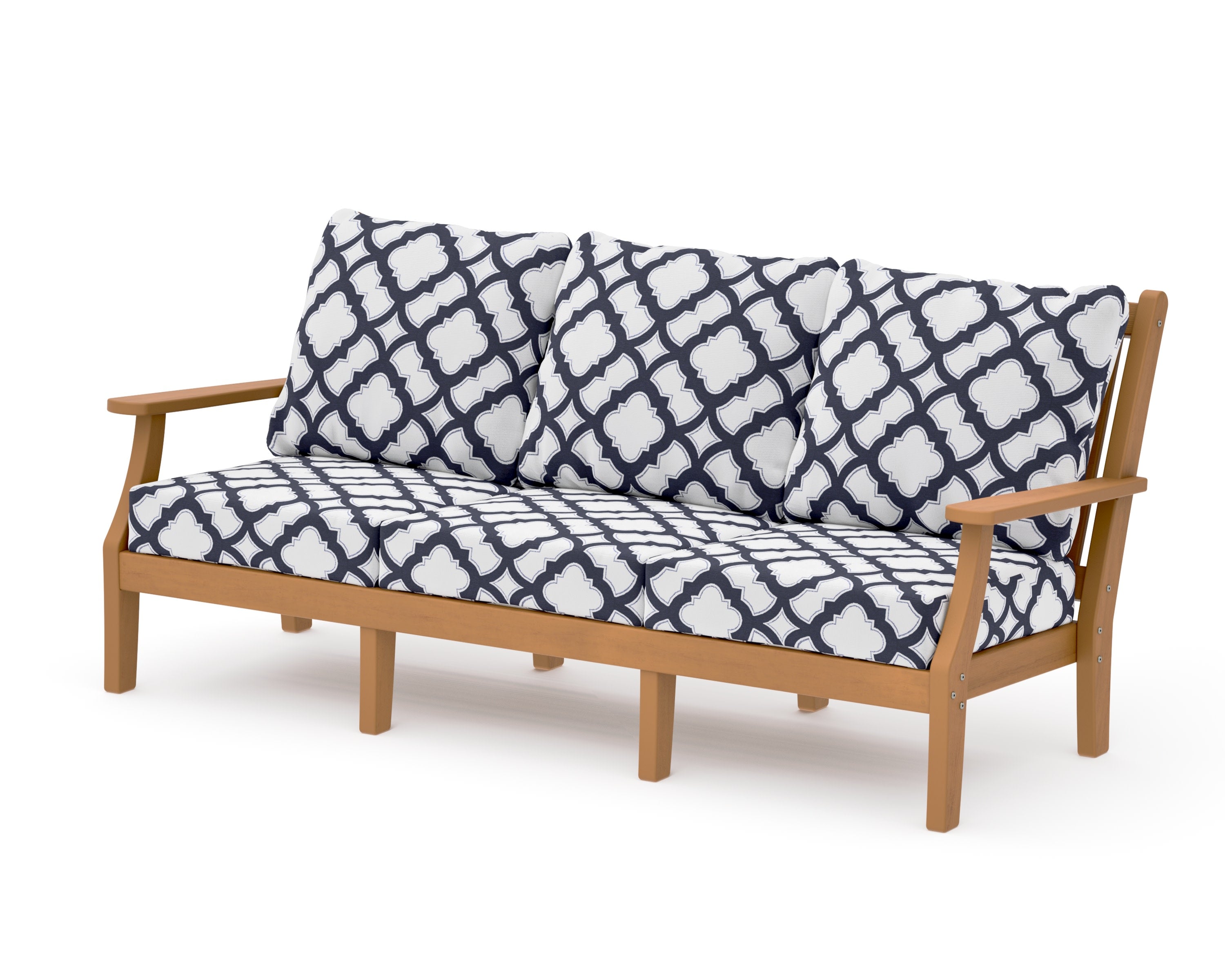Wovendale Deep Seating Sofa in Natural / Trellis Navy