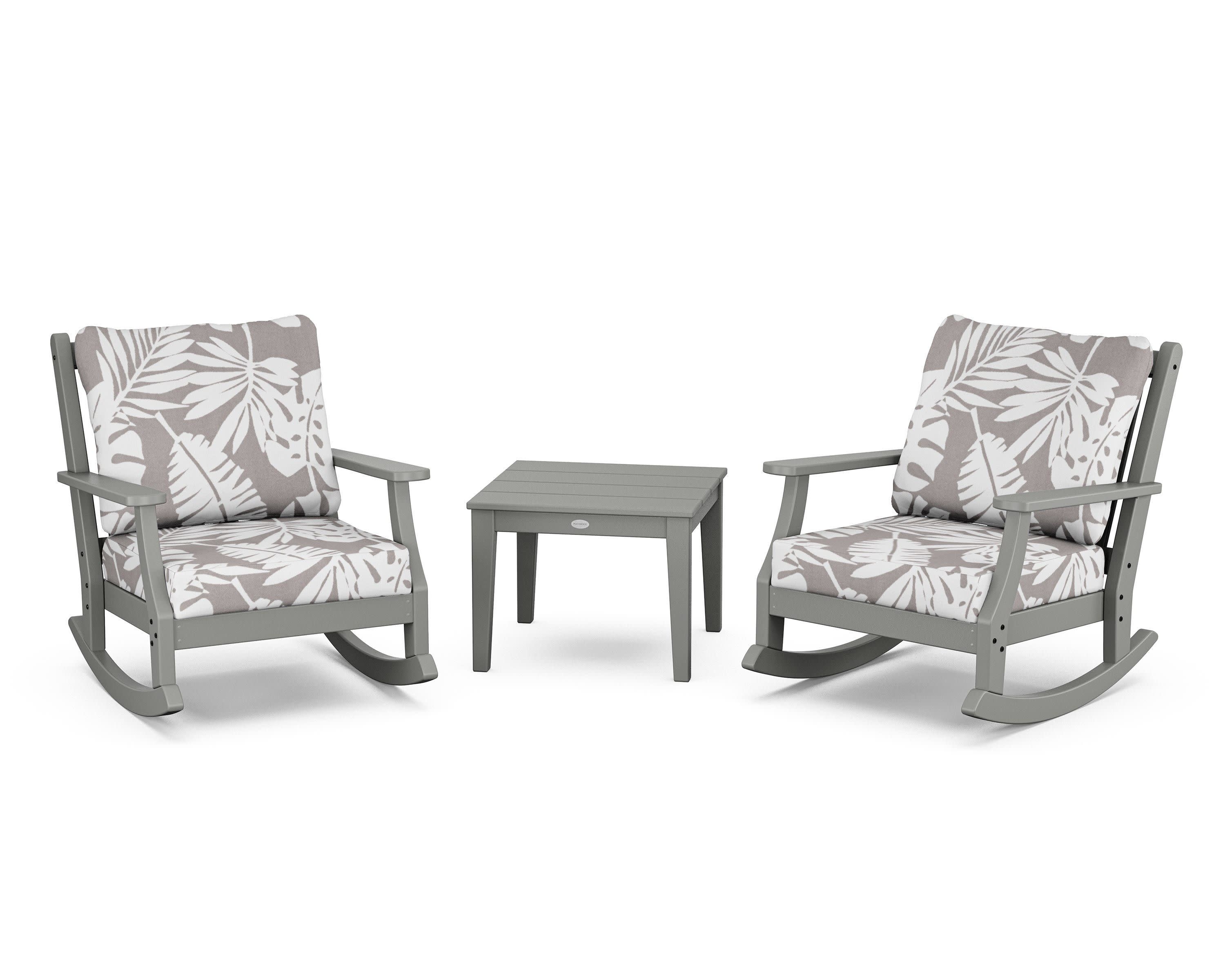 Wovendale 3-Piece Deep Seating Rocker Set in Slate Grey / Leaf Grey Mist