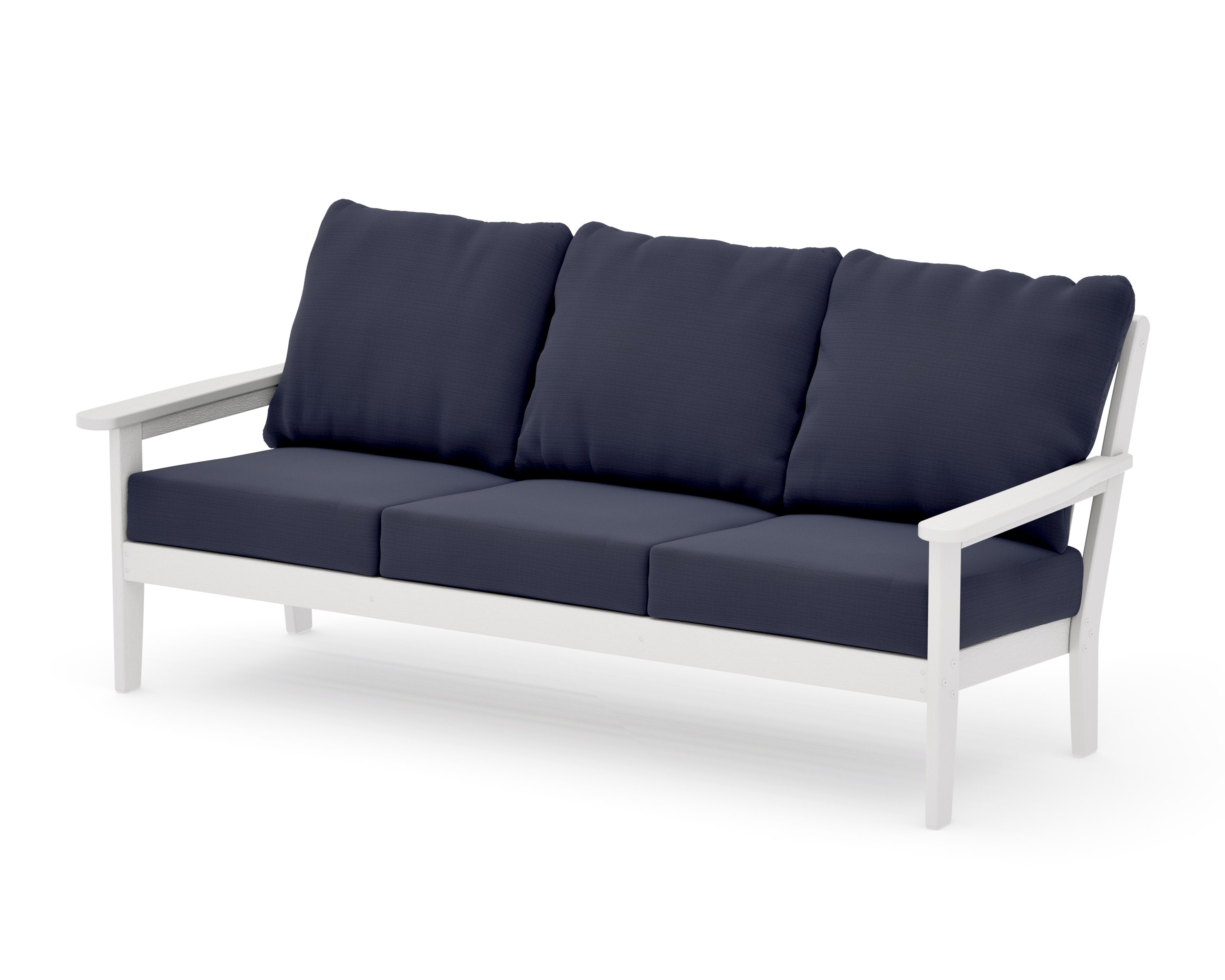 Cottage Deep Seating Sofa in Vintage White / Navy Linen