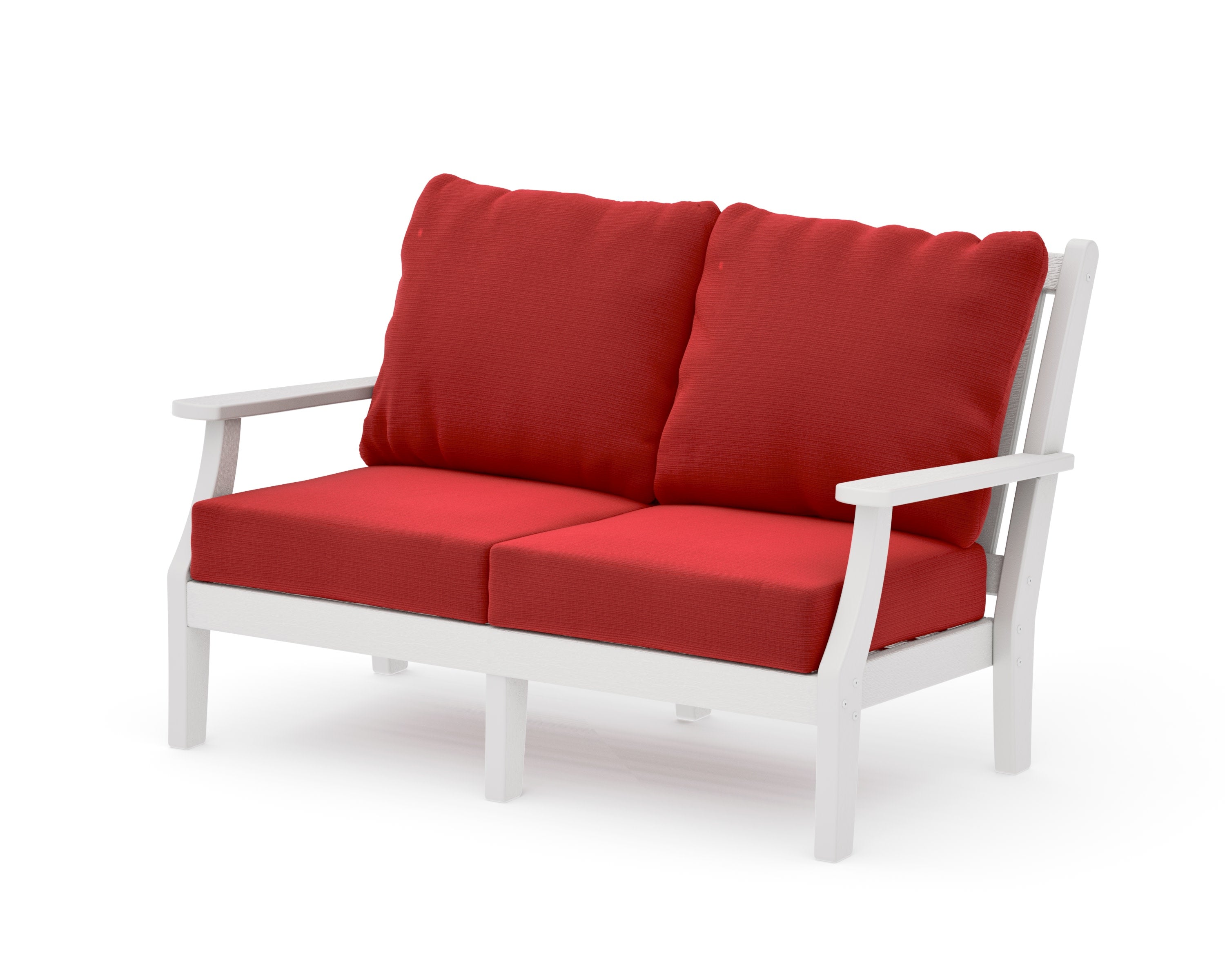 Wovendale Deep Seating Loveseat in Vintage White / Crimson Linen