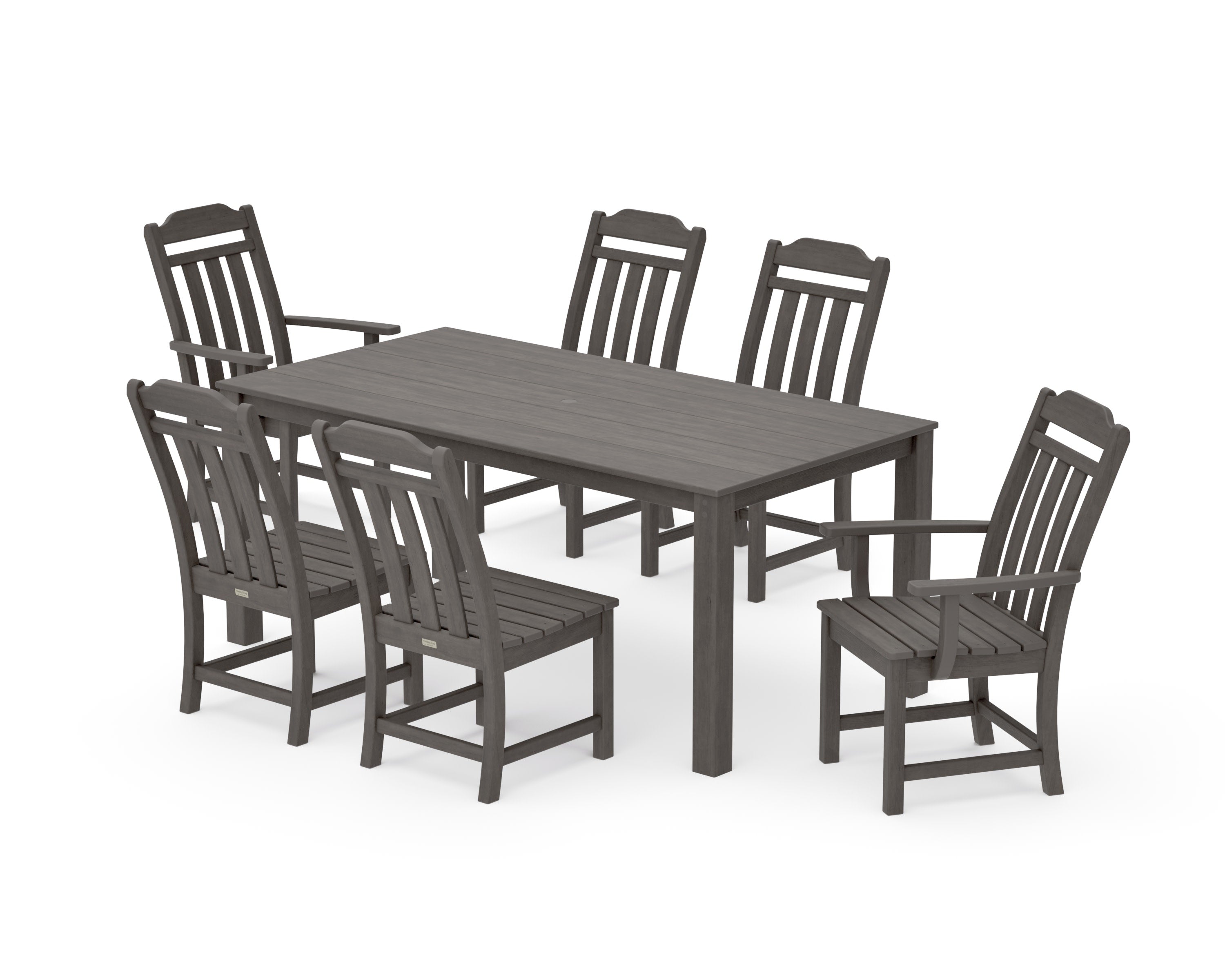 Cottage 7-Piece Parsons Dining Set in Driftwood