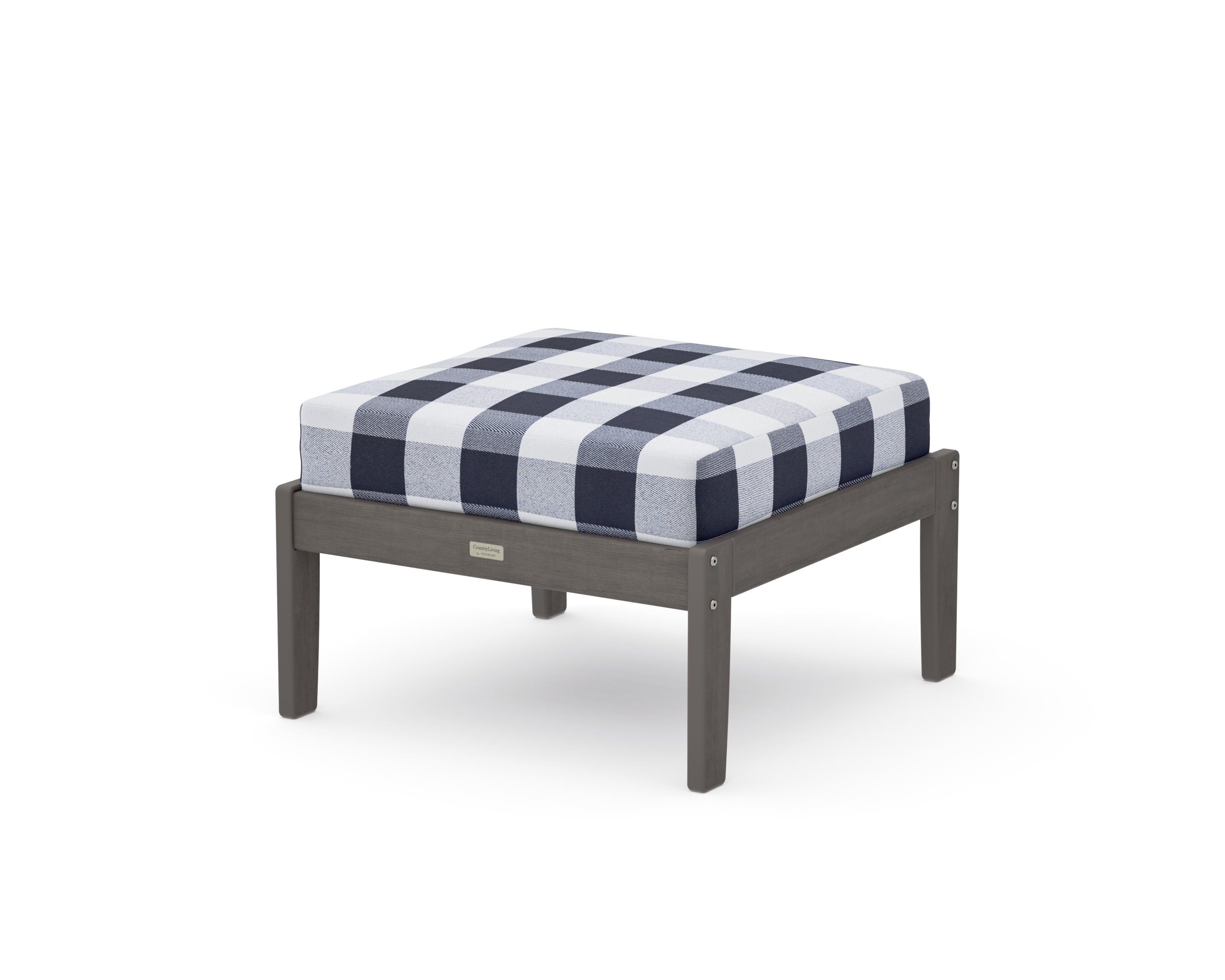 Cottage Deep Seating Ottoman in Driftwood / Buffalo Plaid Navy