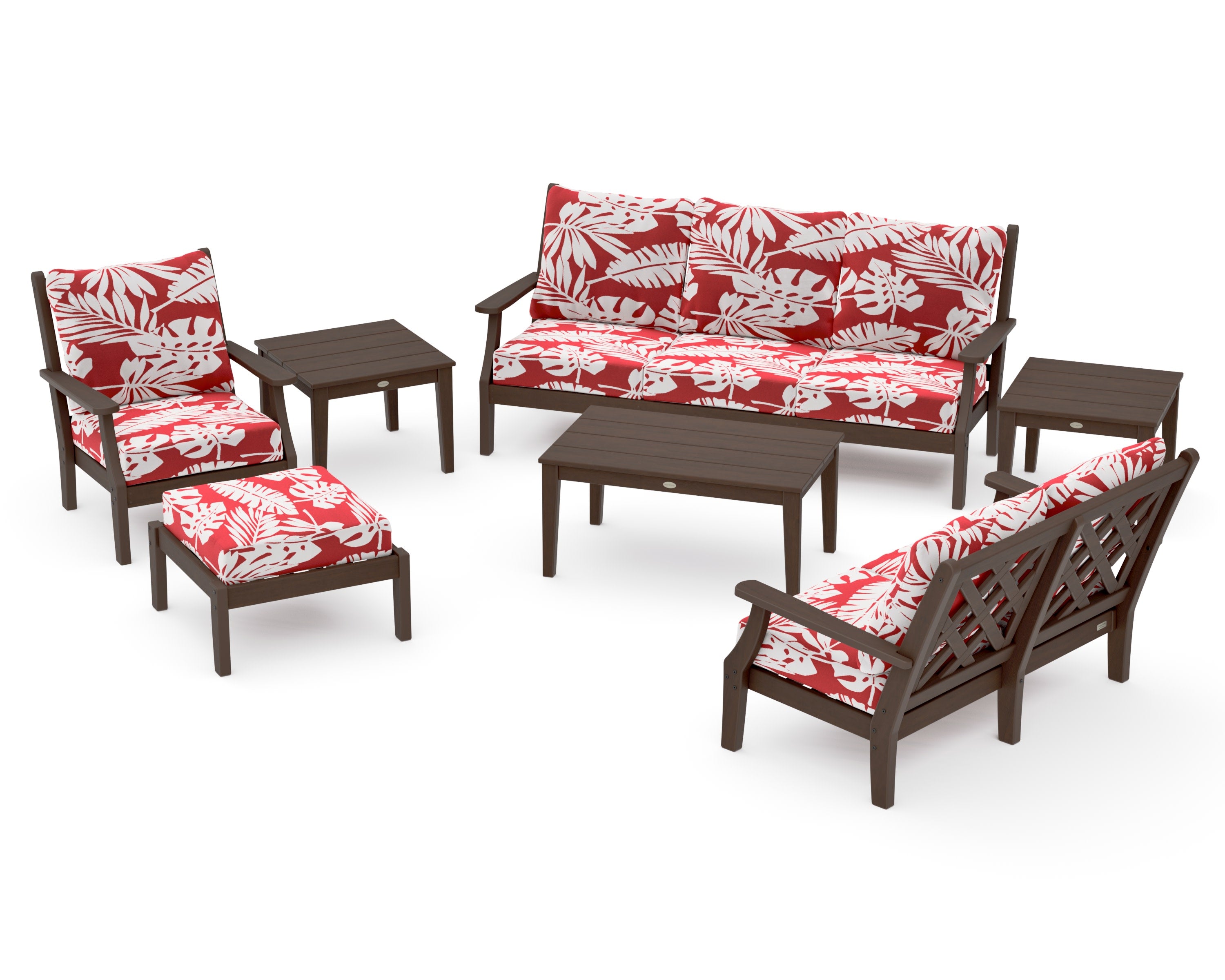 Wovendale 7-Piece Deep Seating Set in Kona / Leaf Crimson
