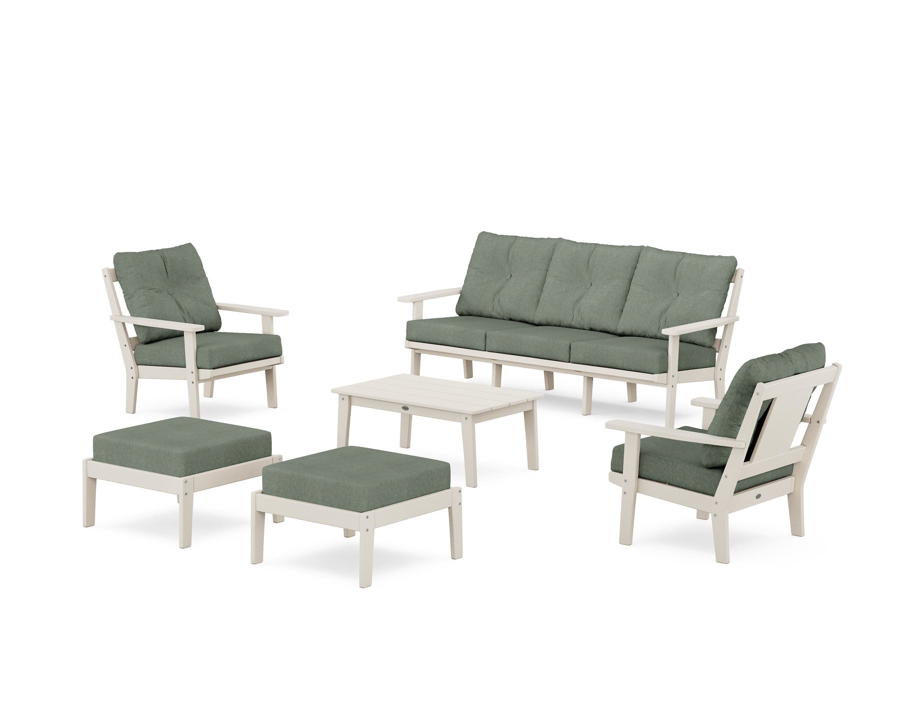 Prairie 6-Piece Lounge Sofa Set in Sand / Cast Sage