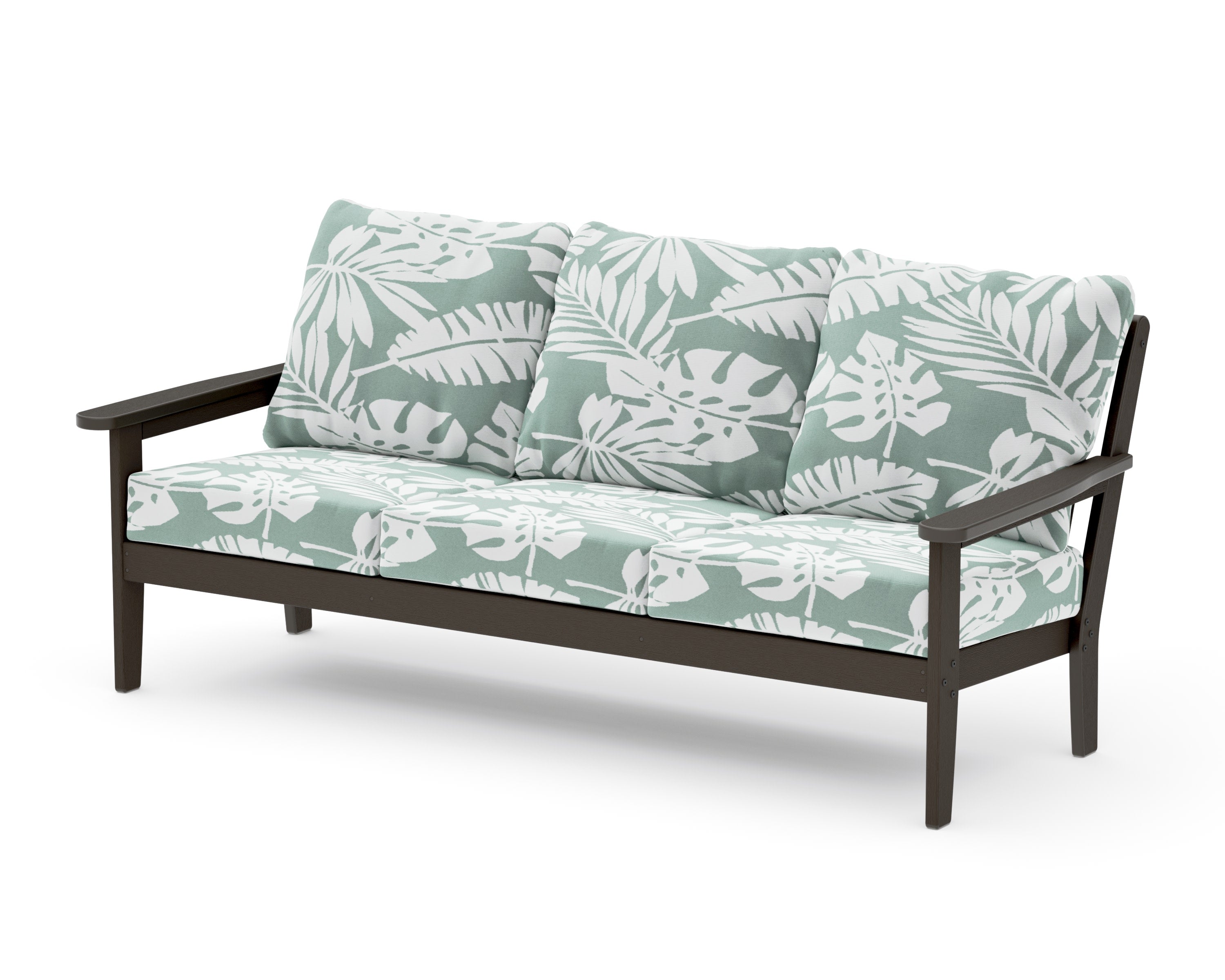Cottage Deep Seating Sofa in Vintage Coffee / Leaf Glacier Spa