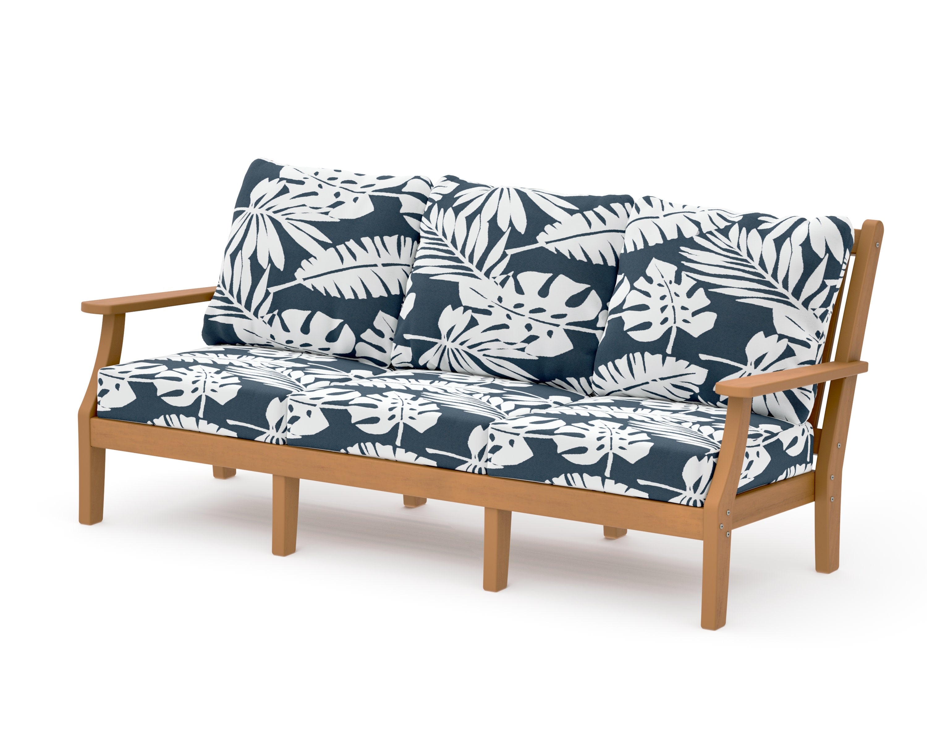 Wovendale Deep Seating Sofa in Natural / Leaf Marine Indigo