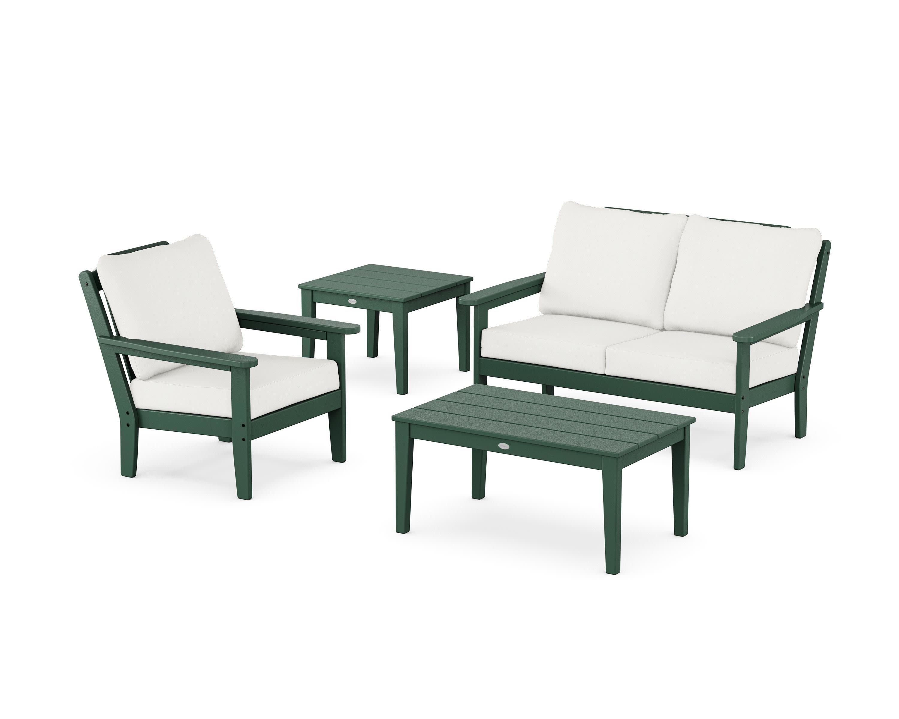 Wovendale 4-Piece Deep Seating Set in Green / Natural Linen