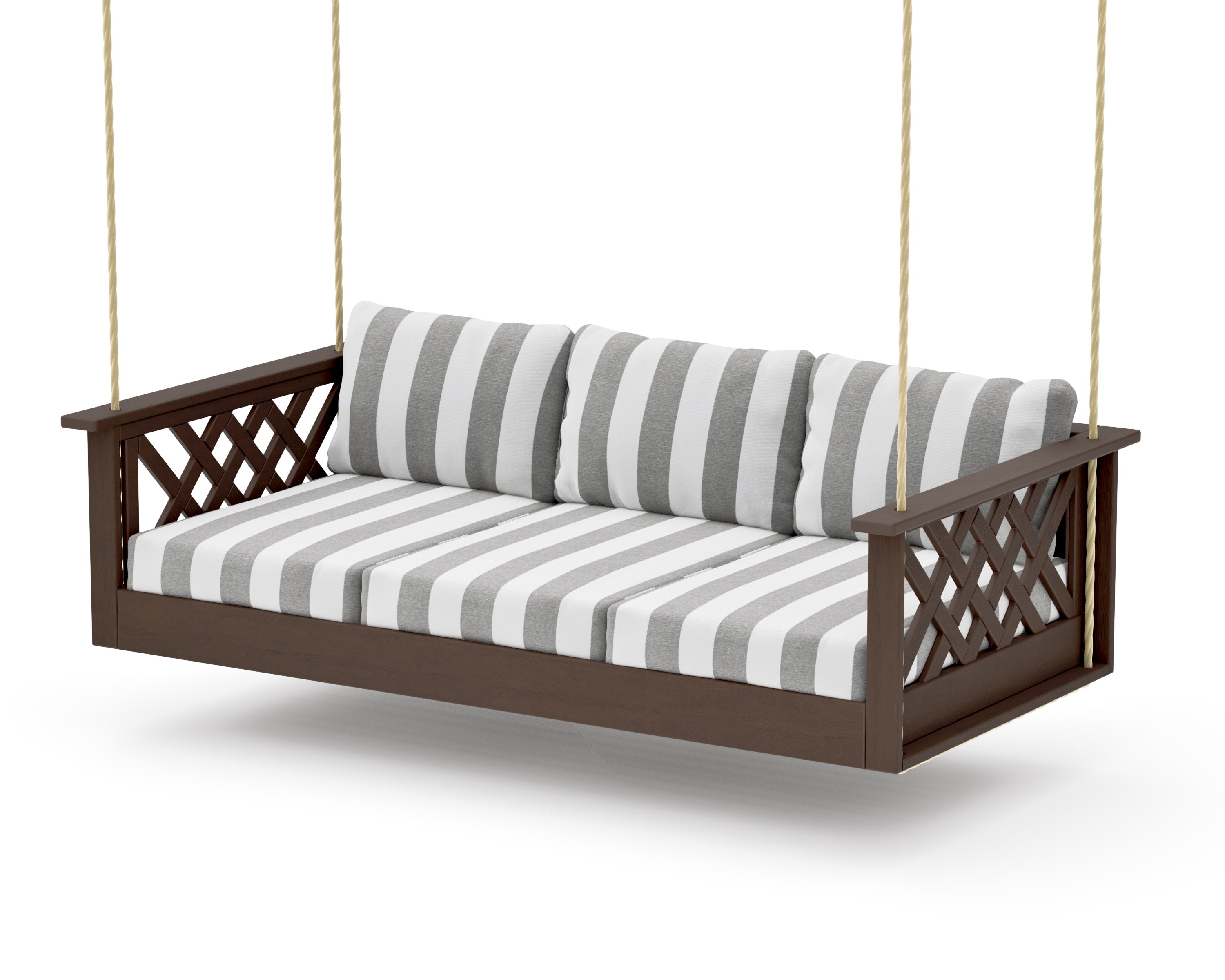 Wovendale Daybed Swing in Kona / Cabana Stripe Grey Mist