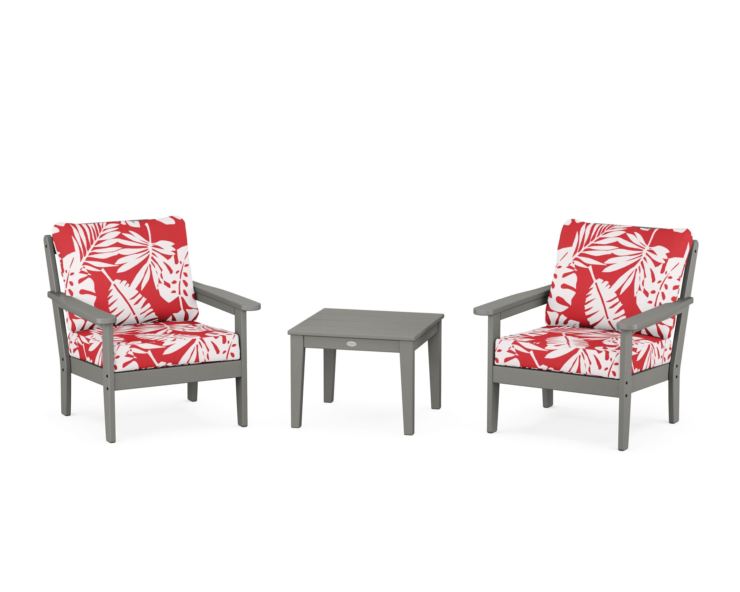 Cottage 3-Piece Deep Seating Set in Slate Grey / Leaf Crimson