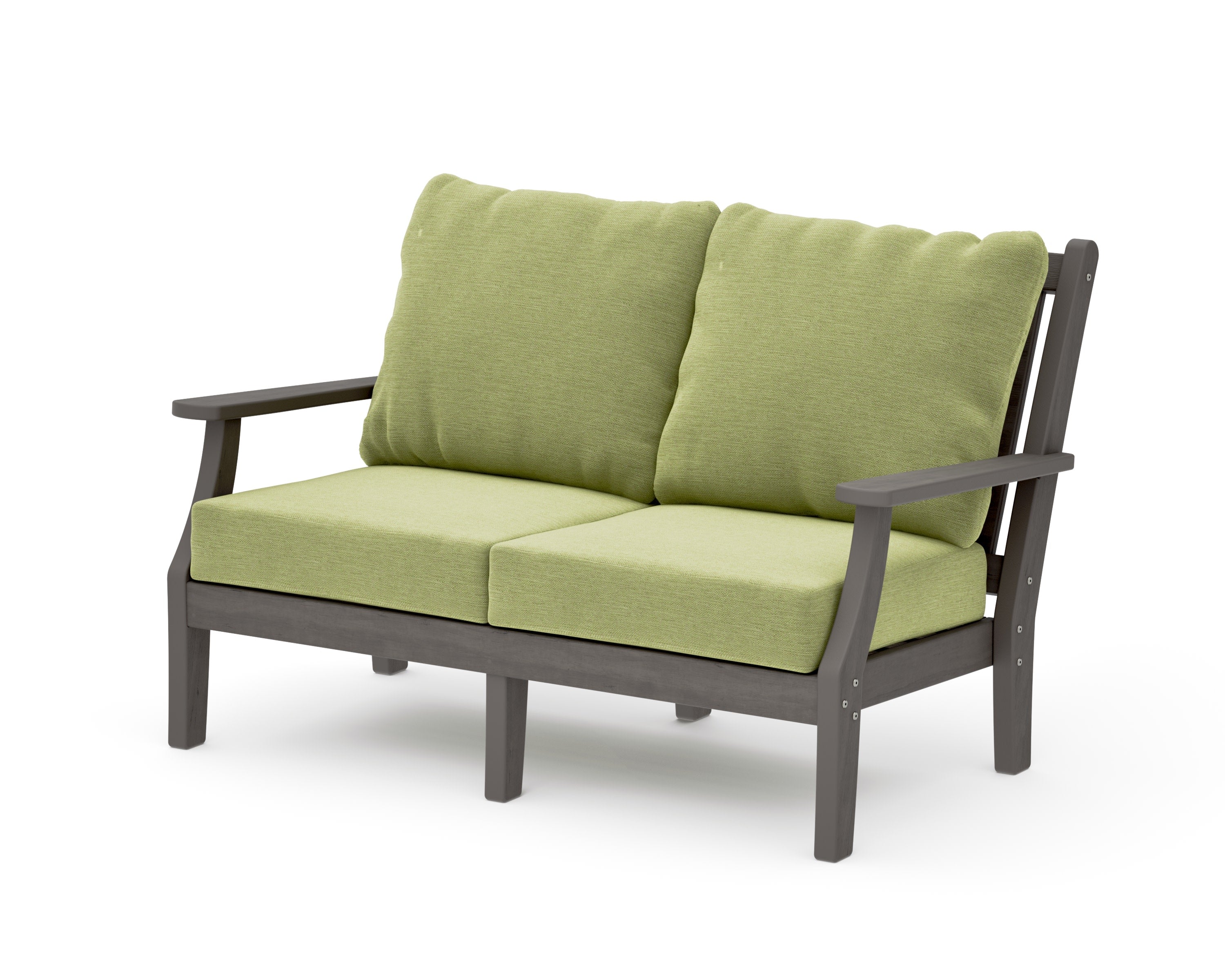 Wovendale Deep Seating Loveseat in Driftwood / Chartreuse Boucle