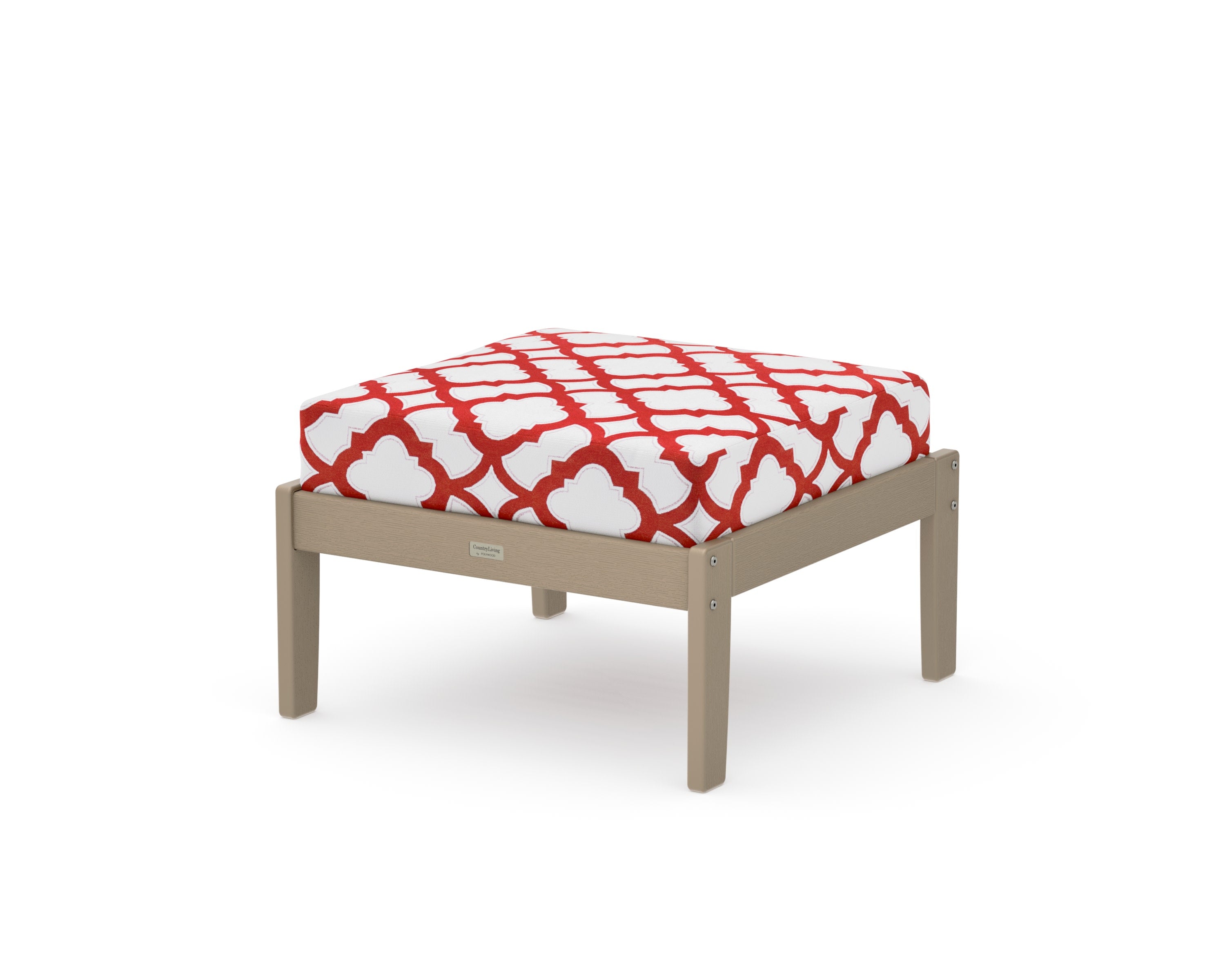 Cottage Deep Seating Ottoman in Vintage Sahara / Trellis Crimson
