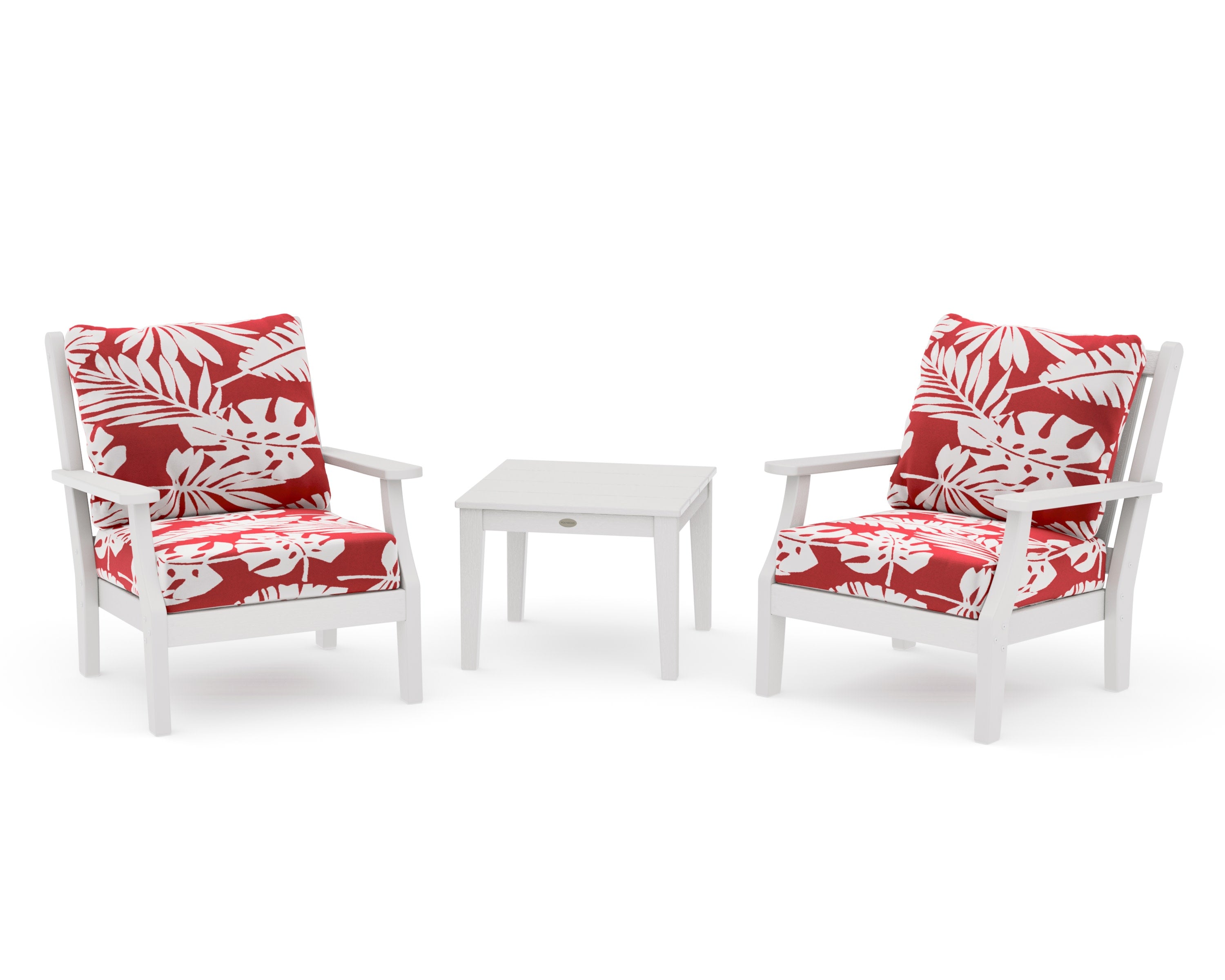 Wovendale 3-Piece Deep Seating Set in Vintage White / Leaf Crimson