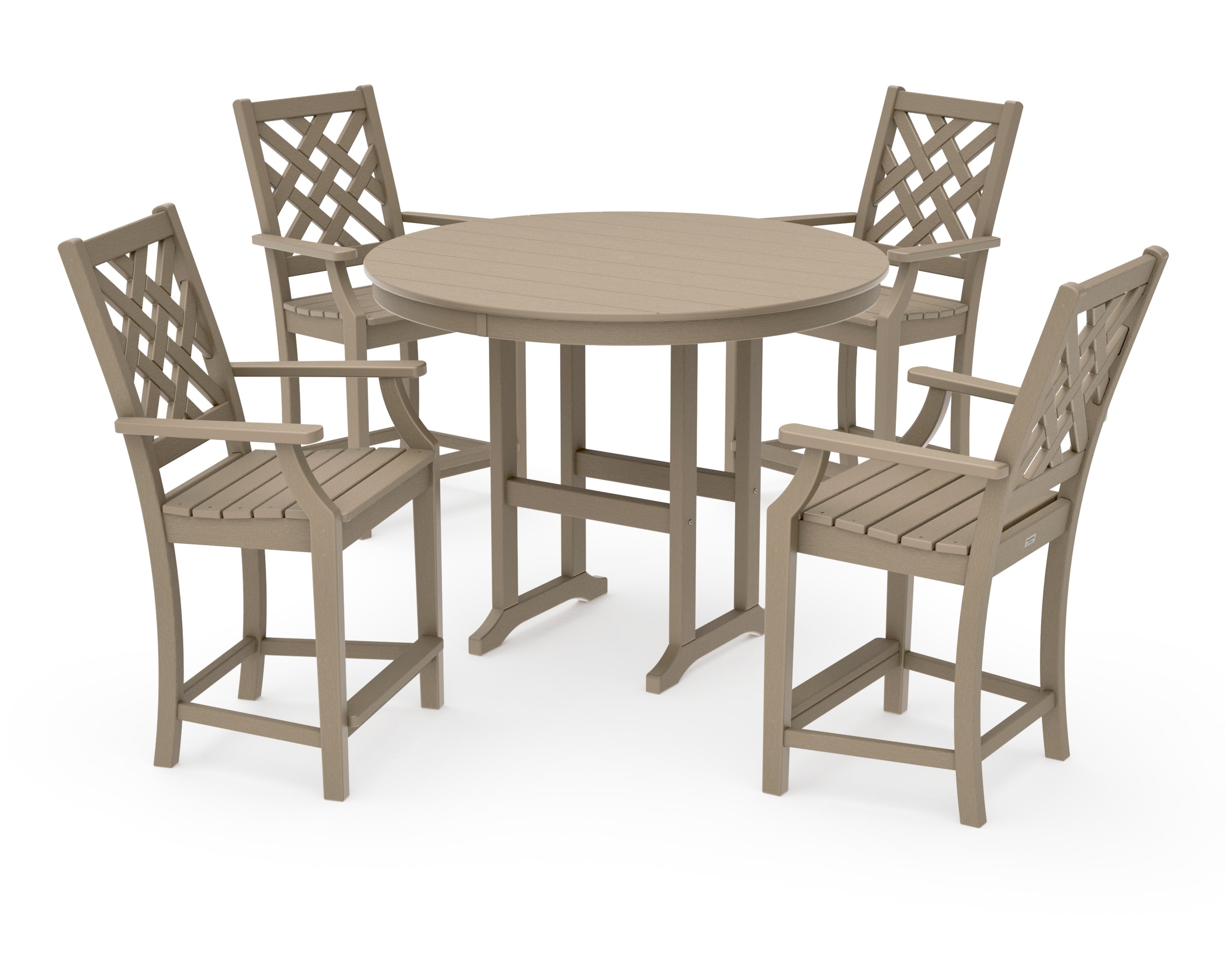 Wovendale 5-Piece Round Farmhouse Counter Set in Vintage Sahara