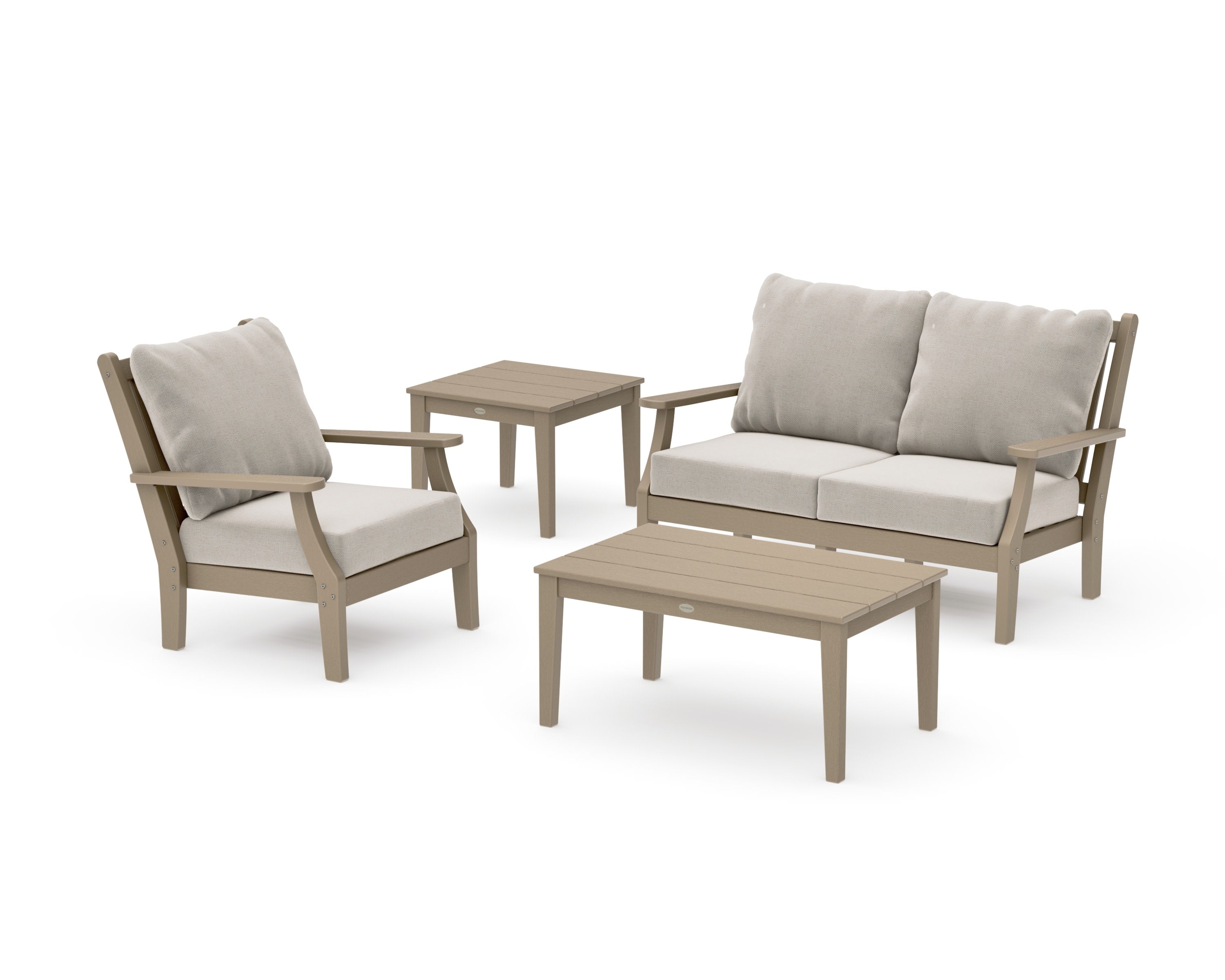 Wovendale 4-Piece Deep Seating Set in Vintage Sahara / Dune Burlap