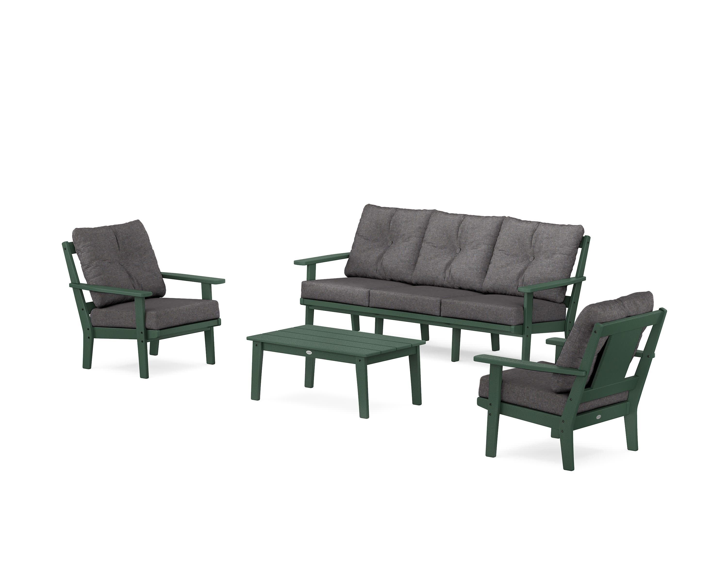 Prairie 4-Piece Deep Seating Set with Sofa in Green / Ash Charcoal