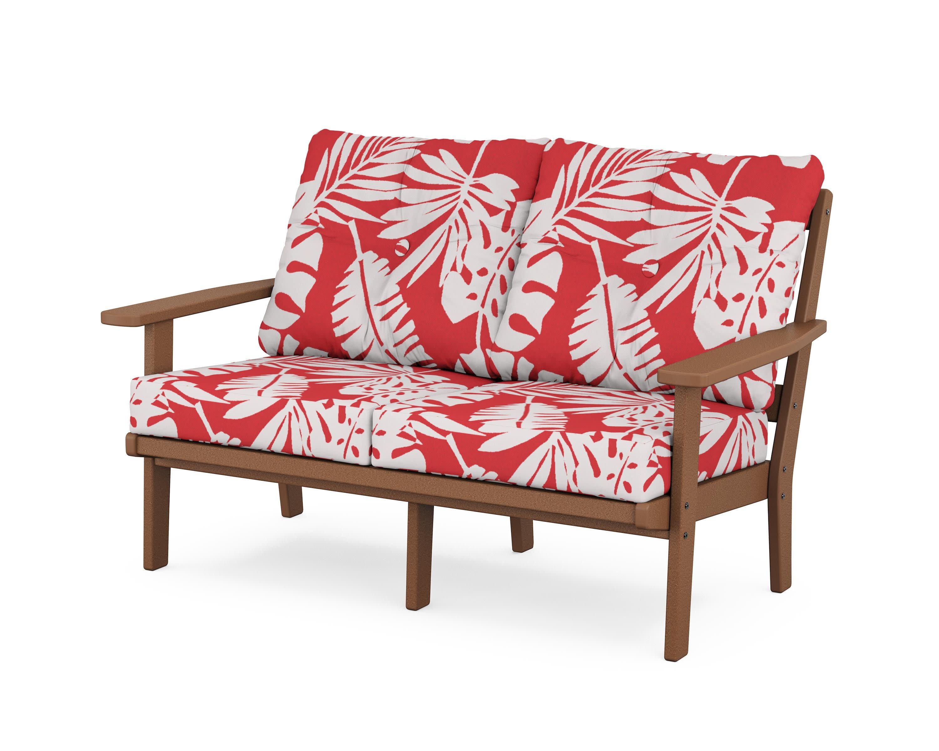 Prairie Deep SeatingLoveseat in Teak / Leaf Crimson