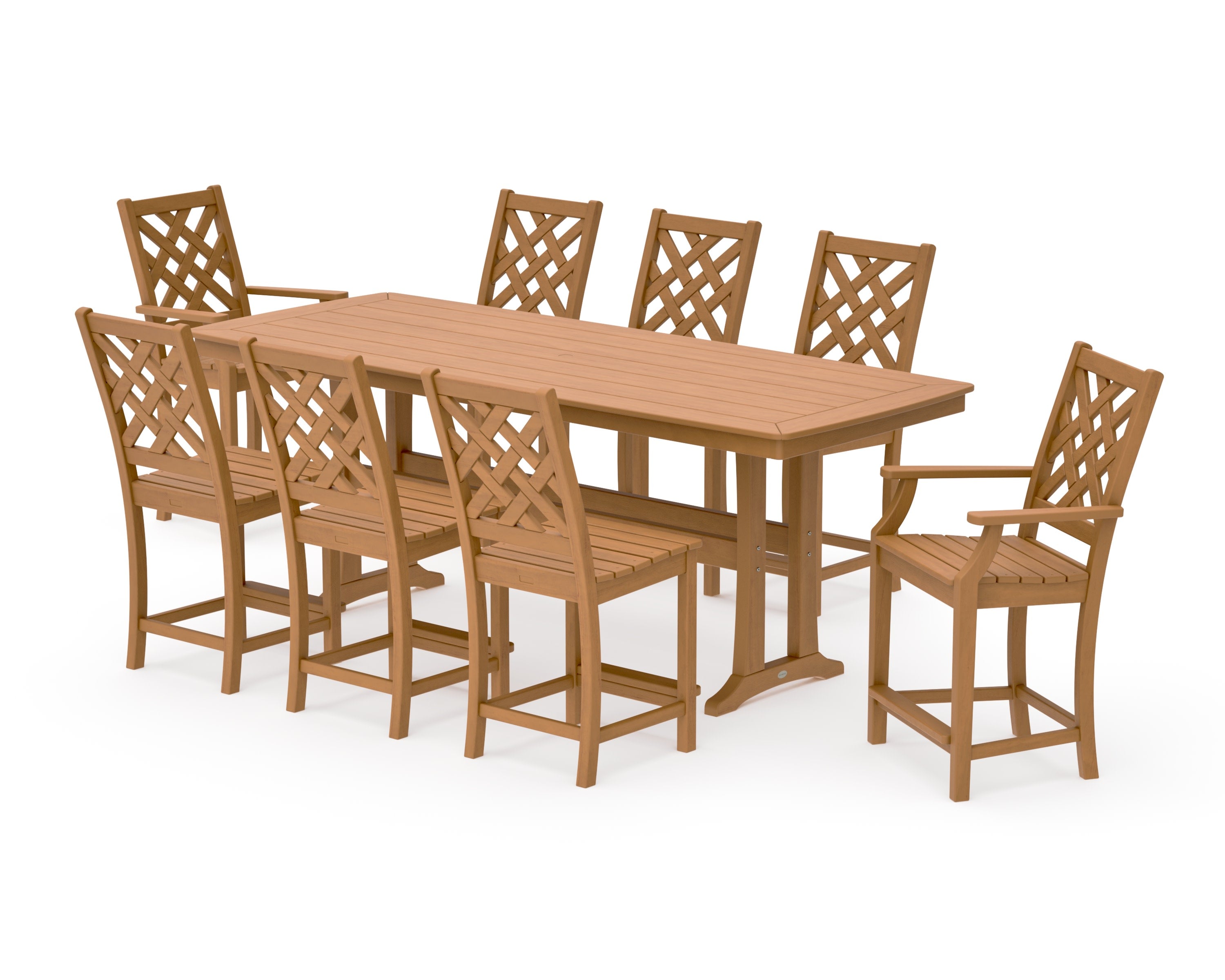 Wovendale 9-Piece Counter Set with Trestle Legs in Natural