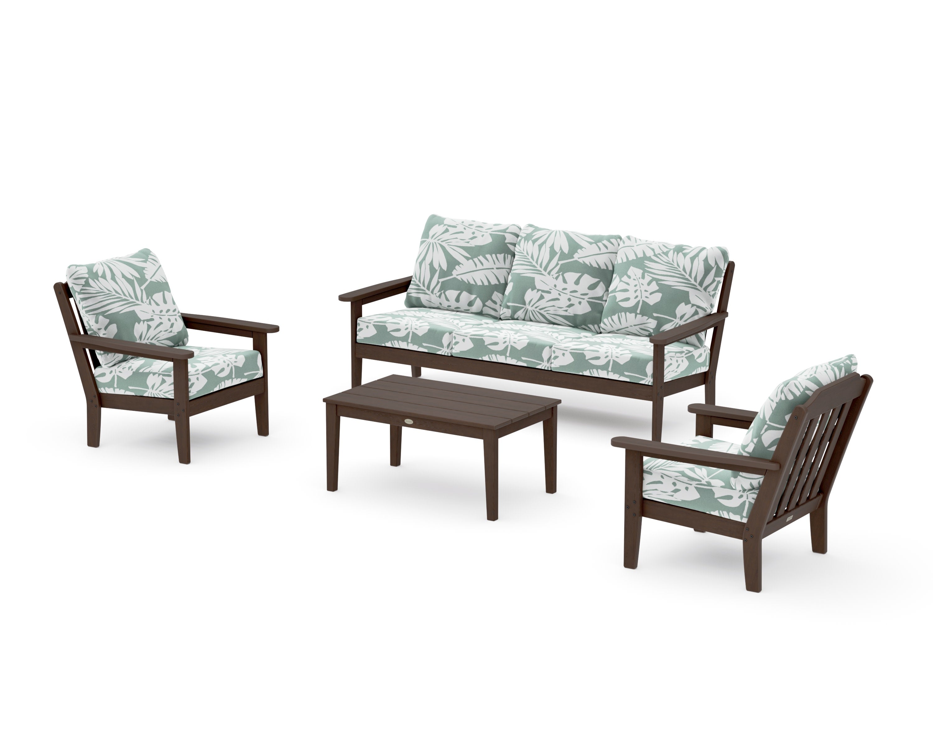 Cottage 4-Piece Deep Seating Set with Sofa in Kona / Leaf Glacier Spa