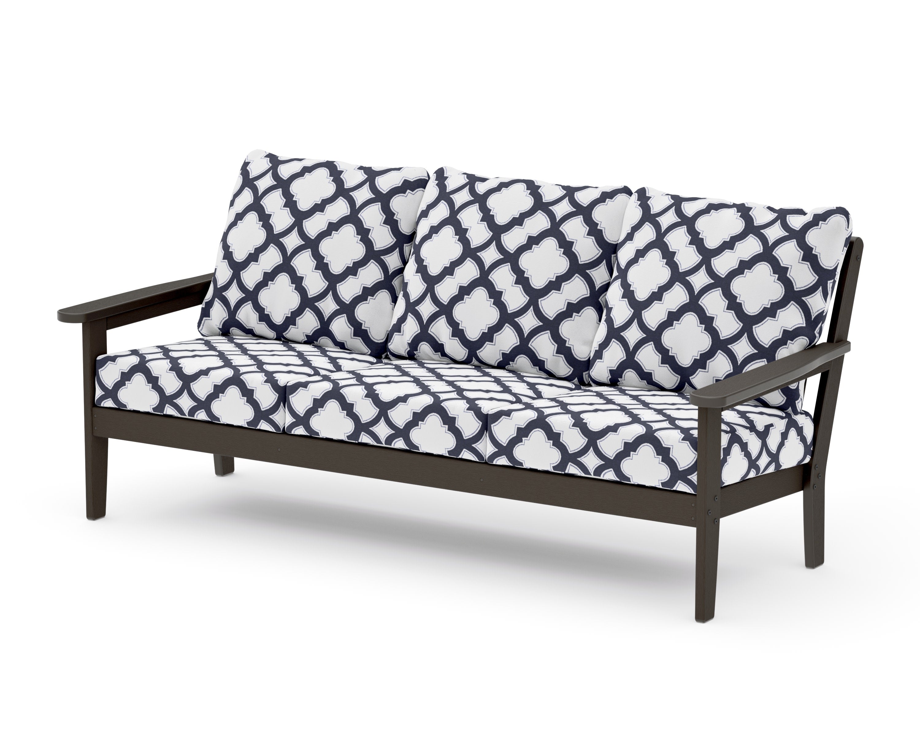 Cottage Deep Seating Sofa in Vintage Coffee / Trellis Navy