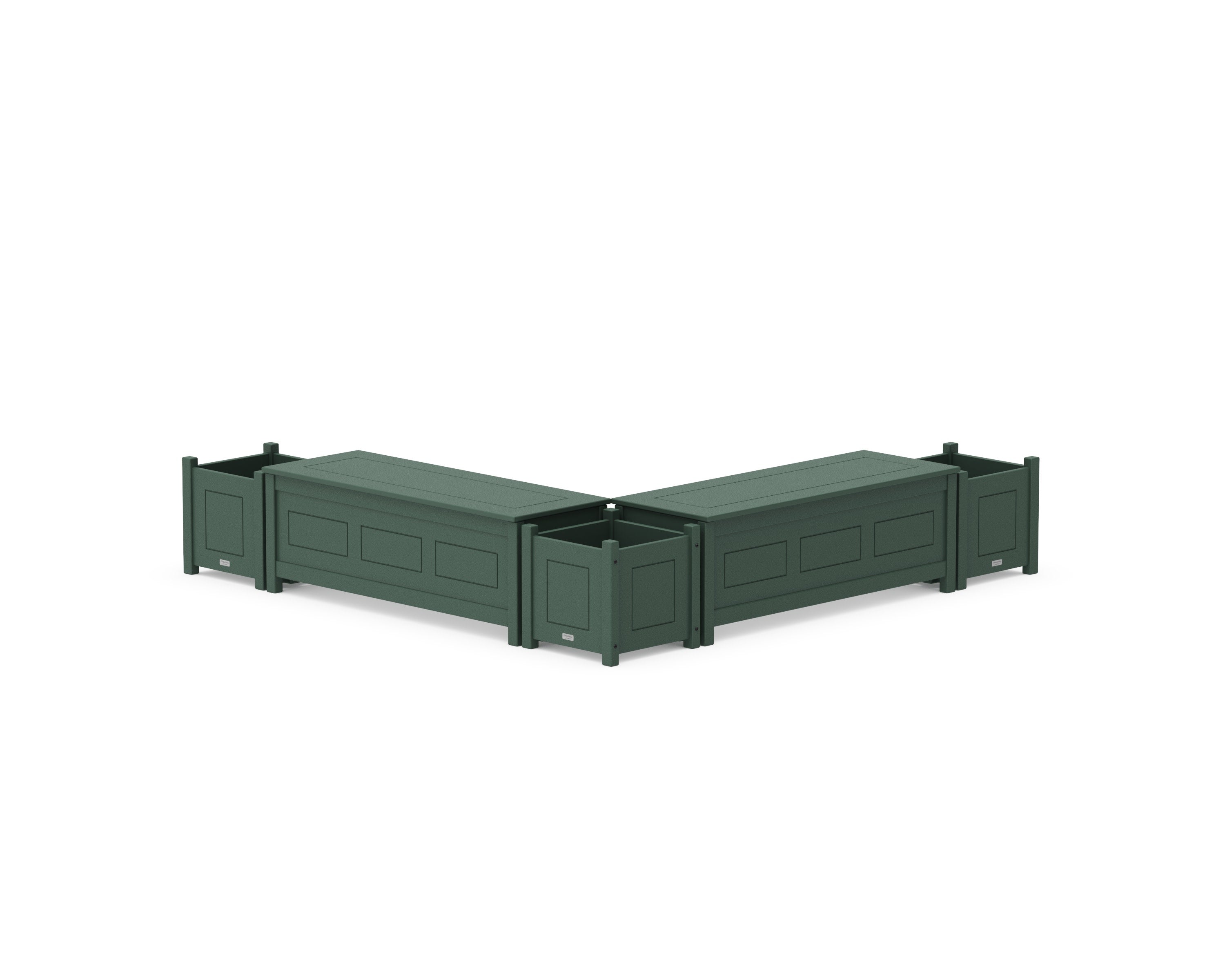 48" Country Living L- Shaped Planter Storage Bench Corner Set in Green