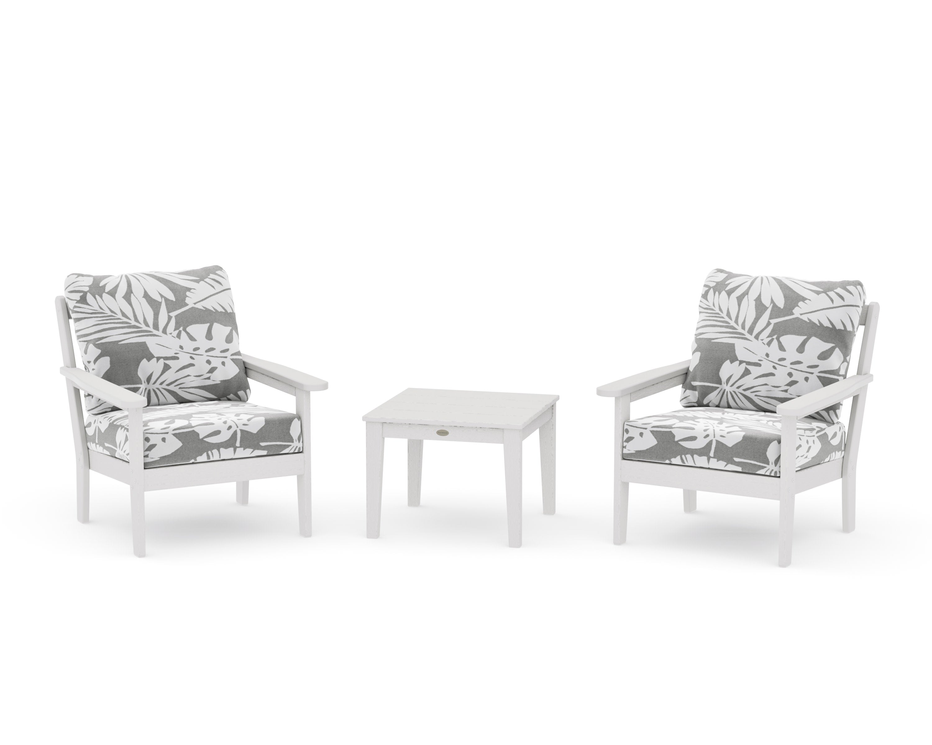 Cottage 3-Piece Deep Seating Set in Vintage White / Leaf Grey Mist