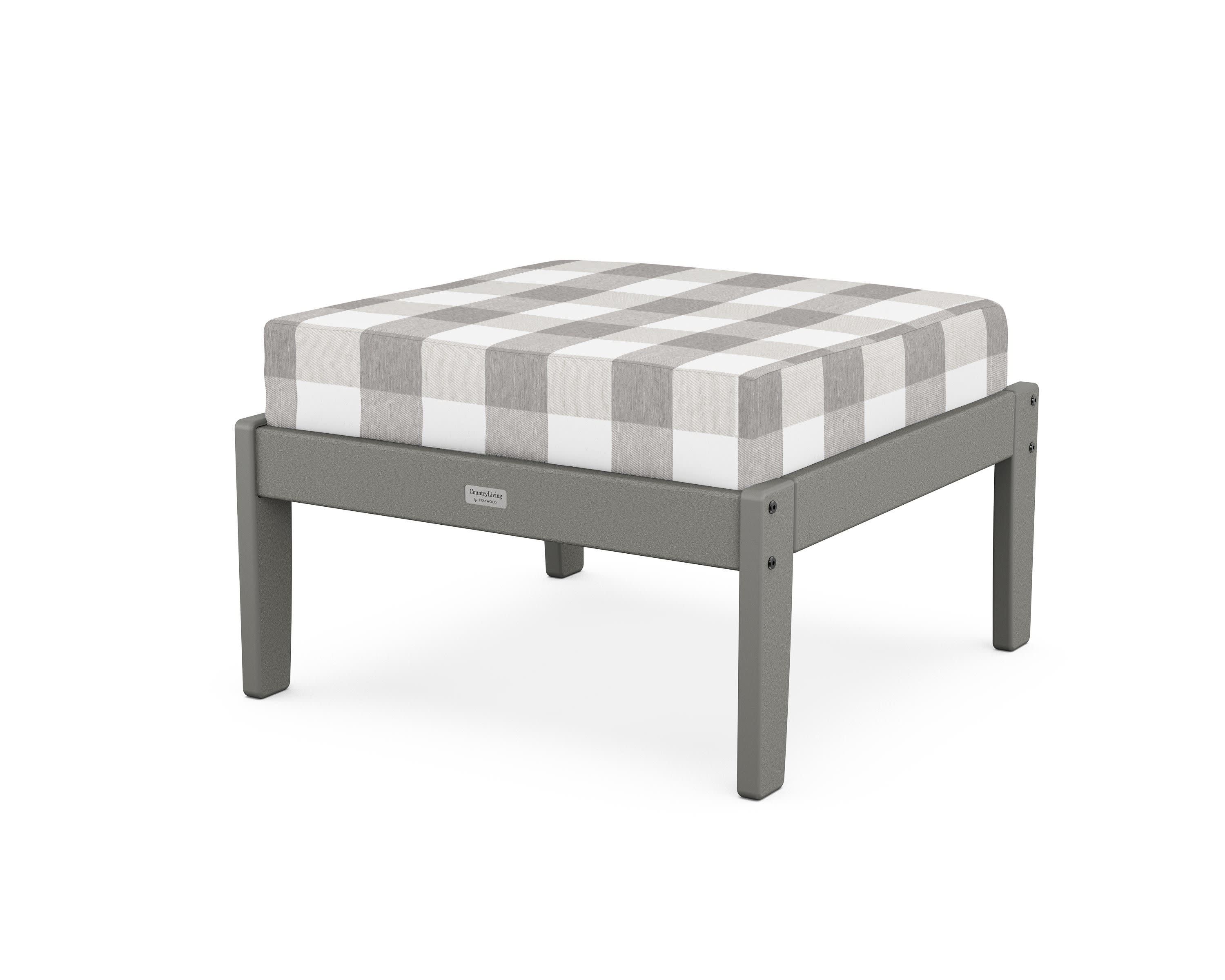 Cottage Deep Seating Ottoman in Slate Grey / Buffalo Plaid Grey Mist